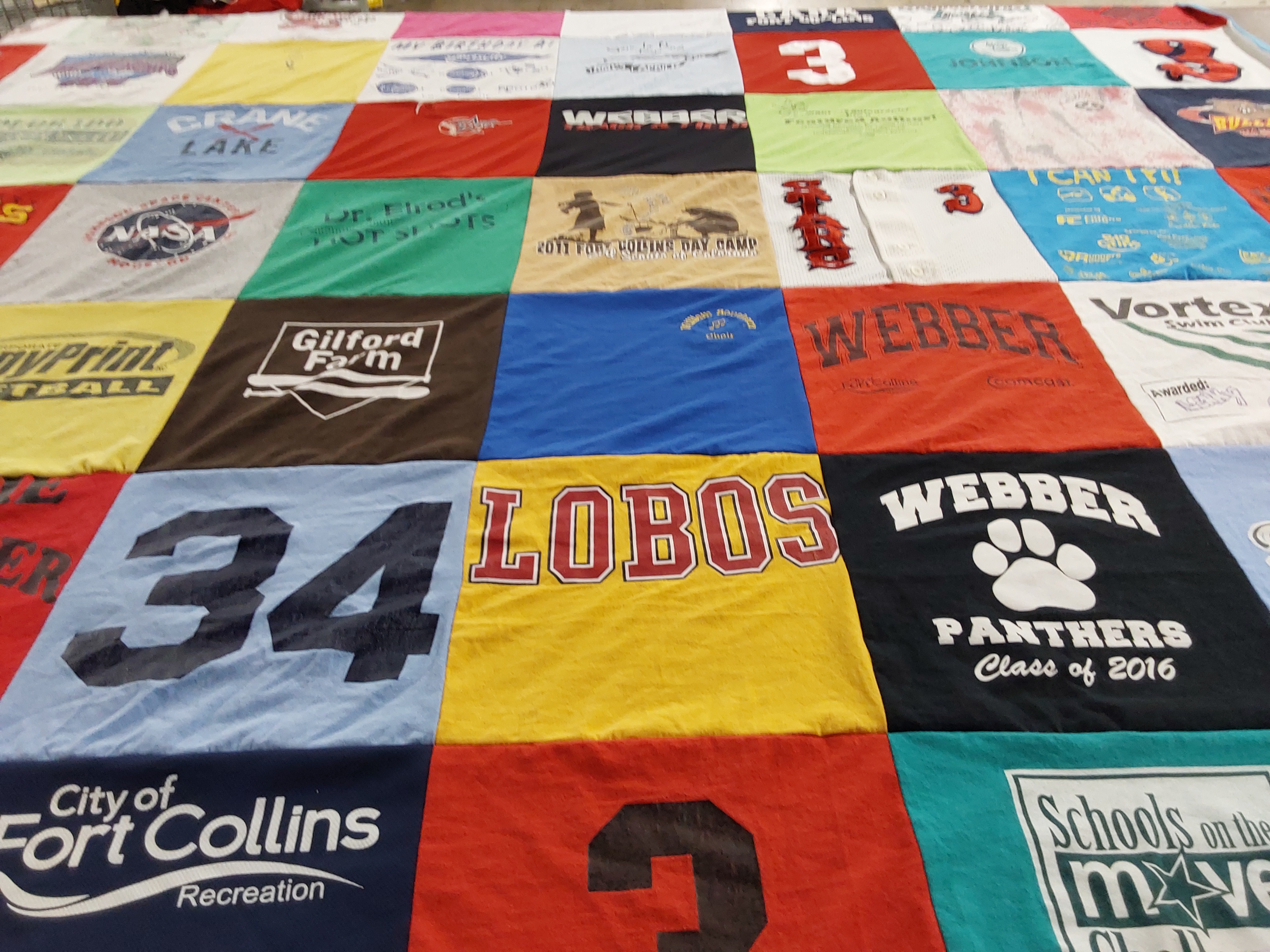 T-shirt quilt featuring fort collins panthers by Rachel from CO
