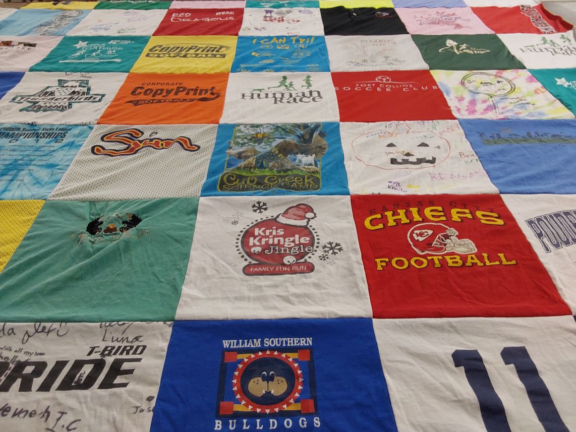 T-shirt quilt featuring kansas city chiefs by Rachel from CO