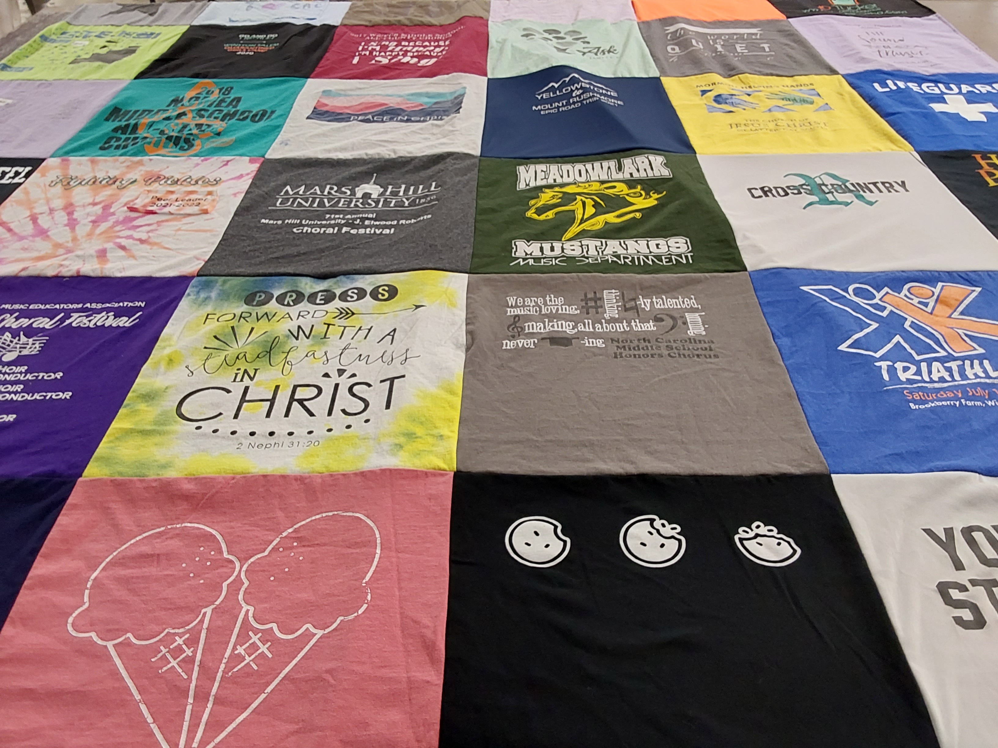 T-shirt quilt featuring meadowlark mustangs by Elizabeth from NC