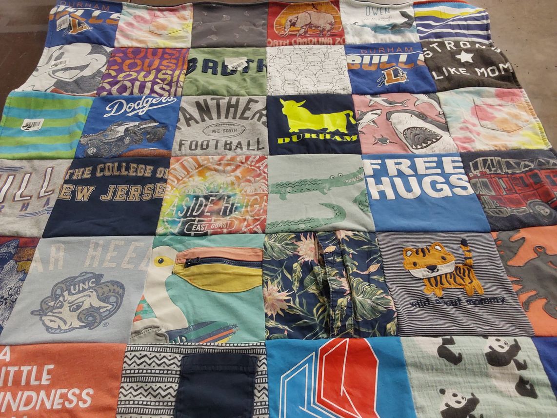 T-shirt quilt featuring panther football, unc by Elizabeth from NC