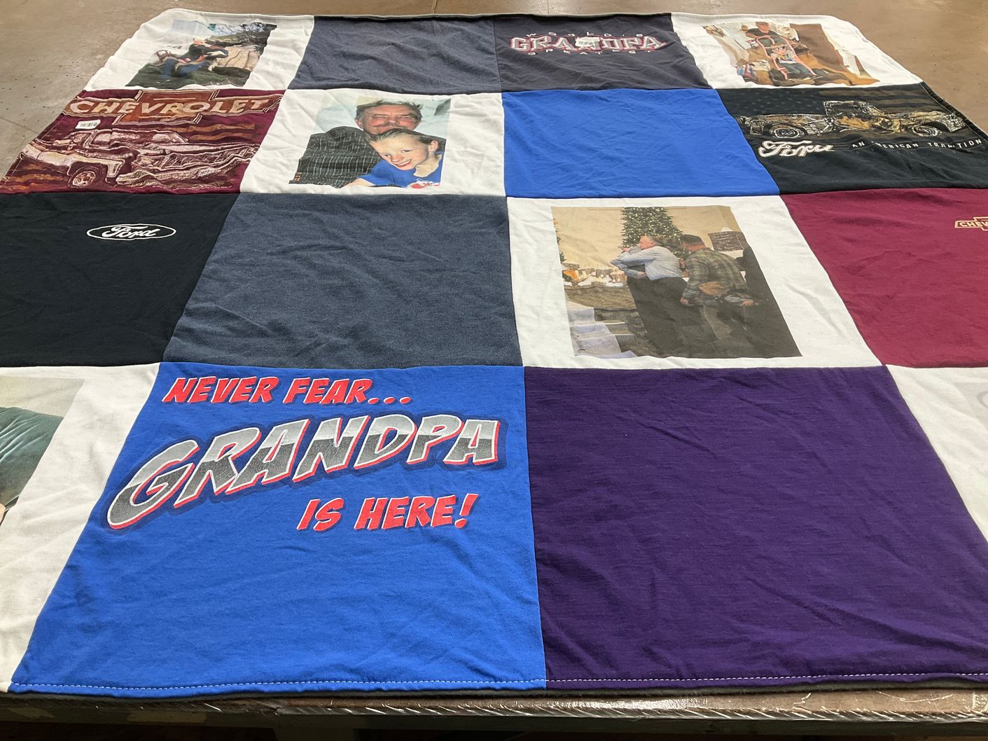 T-shirt quilt with cars, family themes by Susie from MT