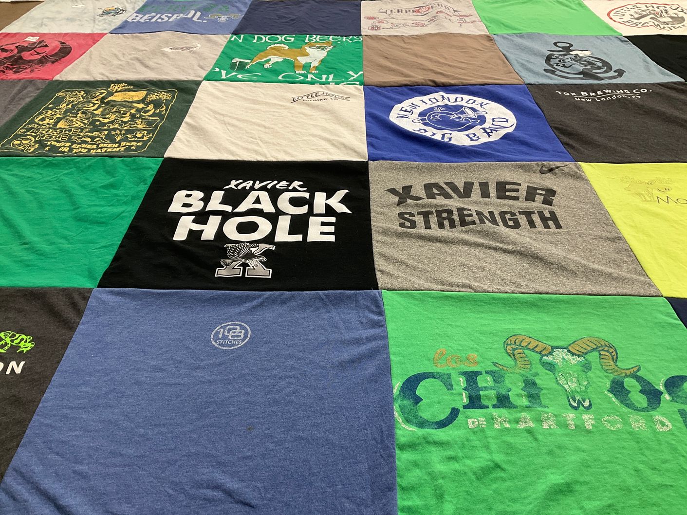 T-shirt quilt from xavier university by Sarah from CT