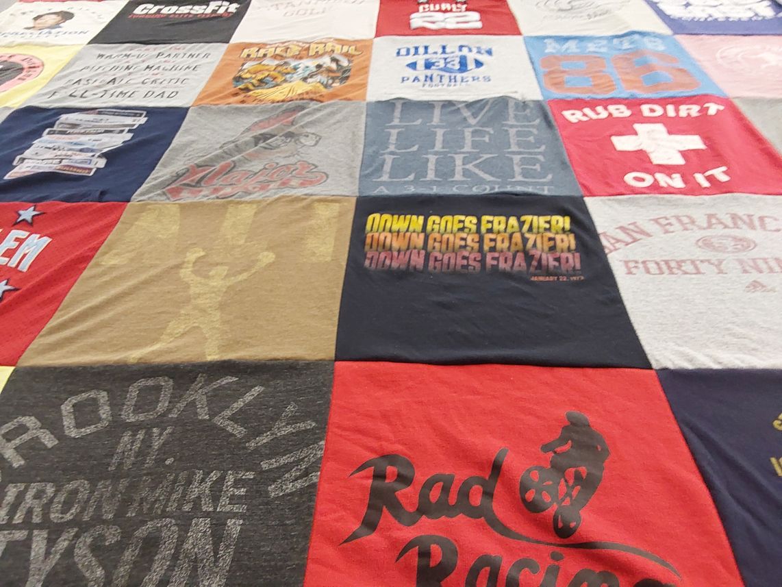 T-shirt quilt with fitness, sports themes by Michael from WA