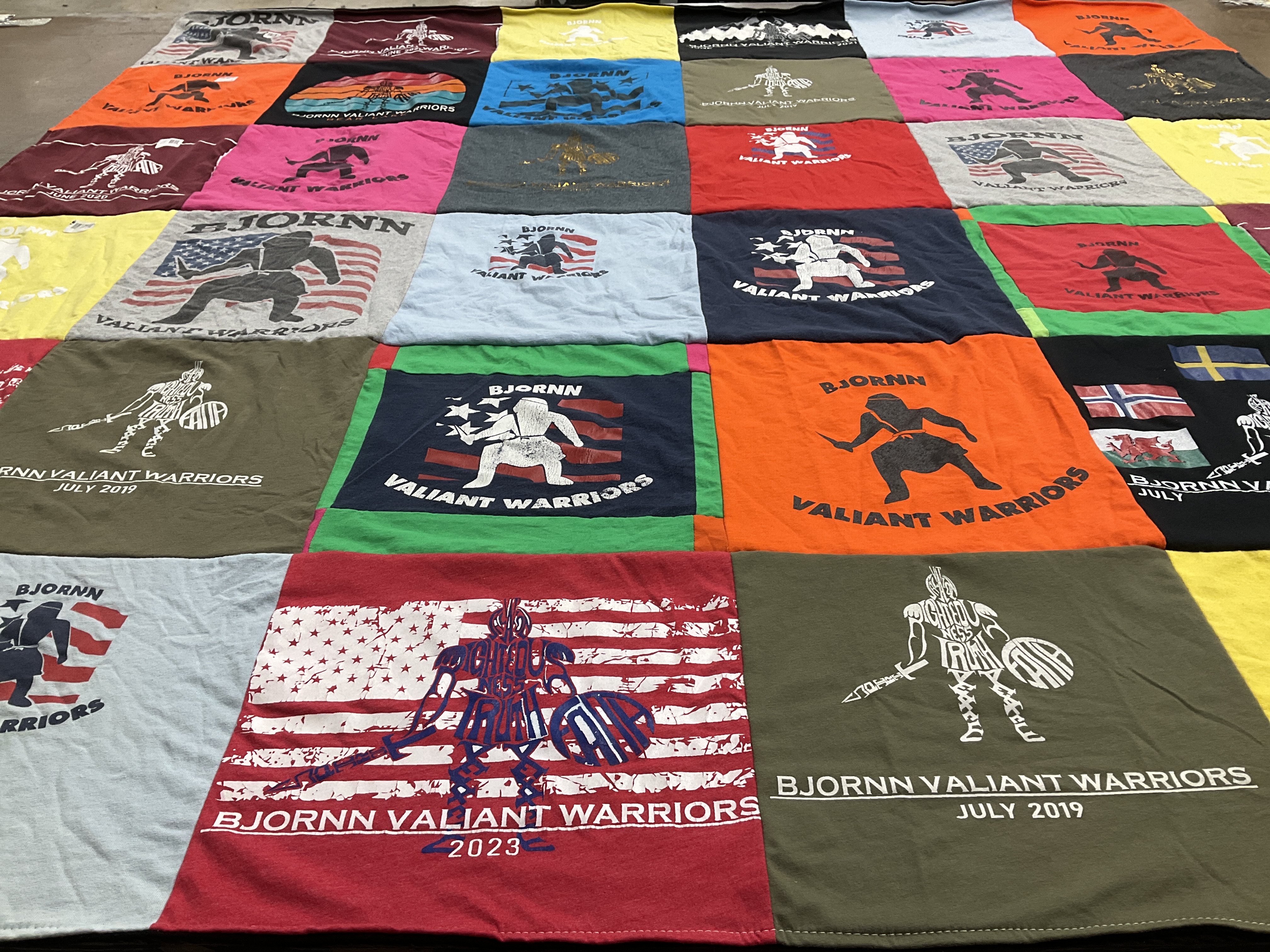 T-shirt quilt with martial arts, fitness themes by camille from AZ