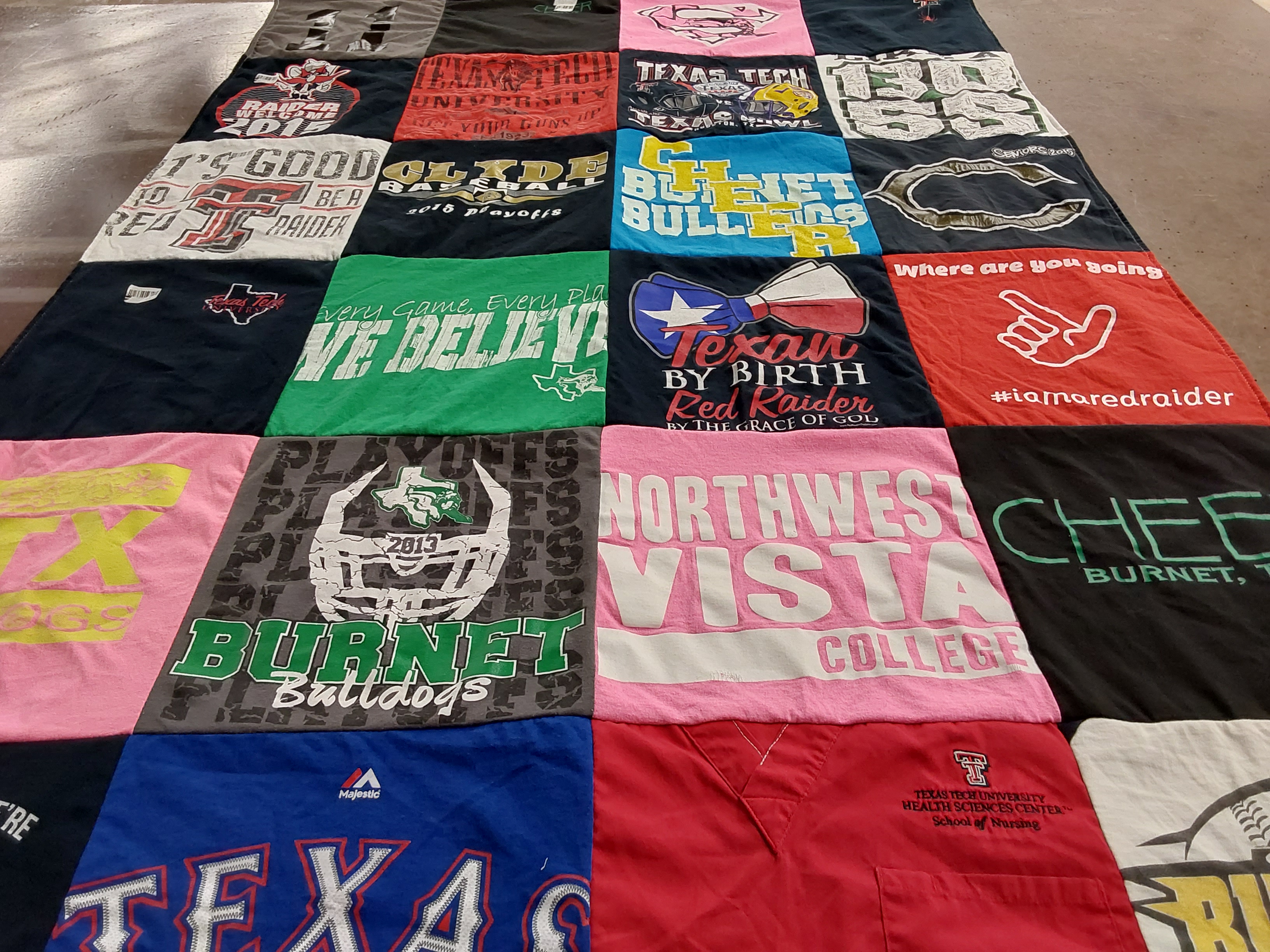 T-shirt quilt featuring burnet bulldogs by Kerri from TX