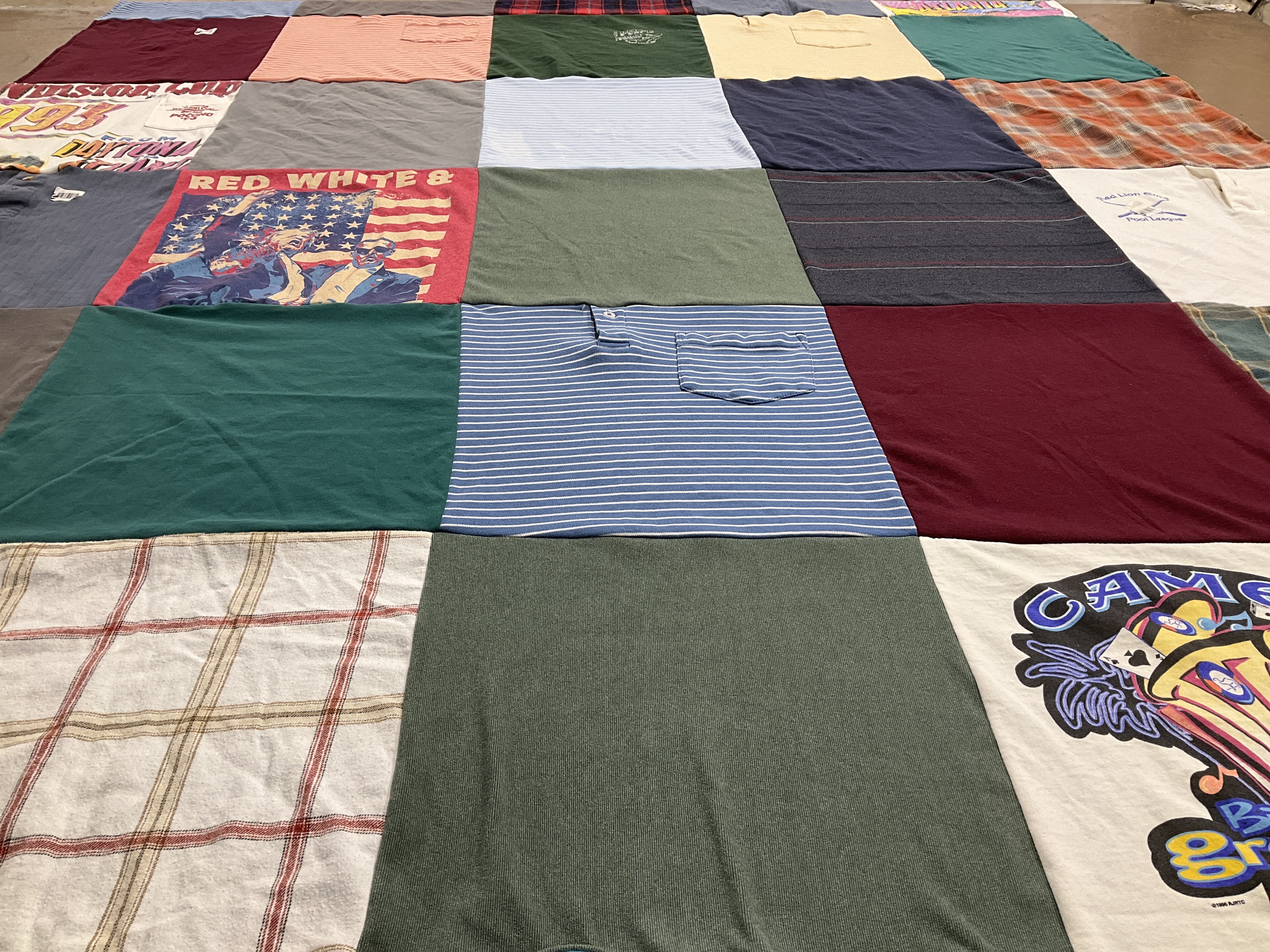 T-shirt quilt with camping themes by Wendy from PA