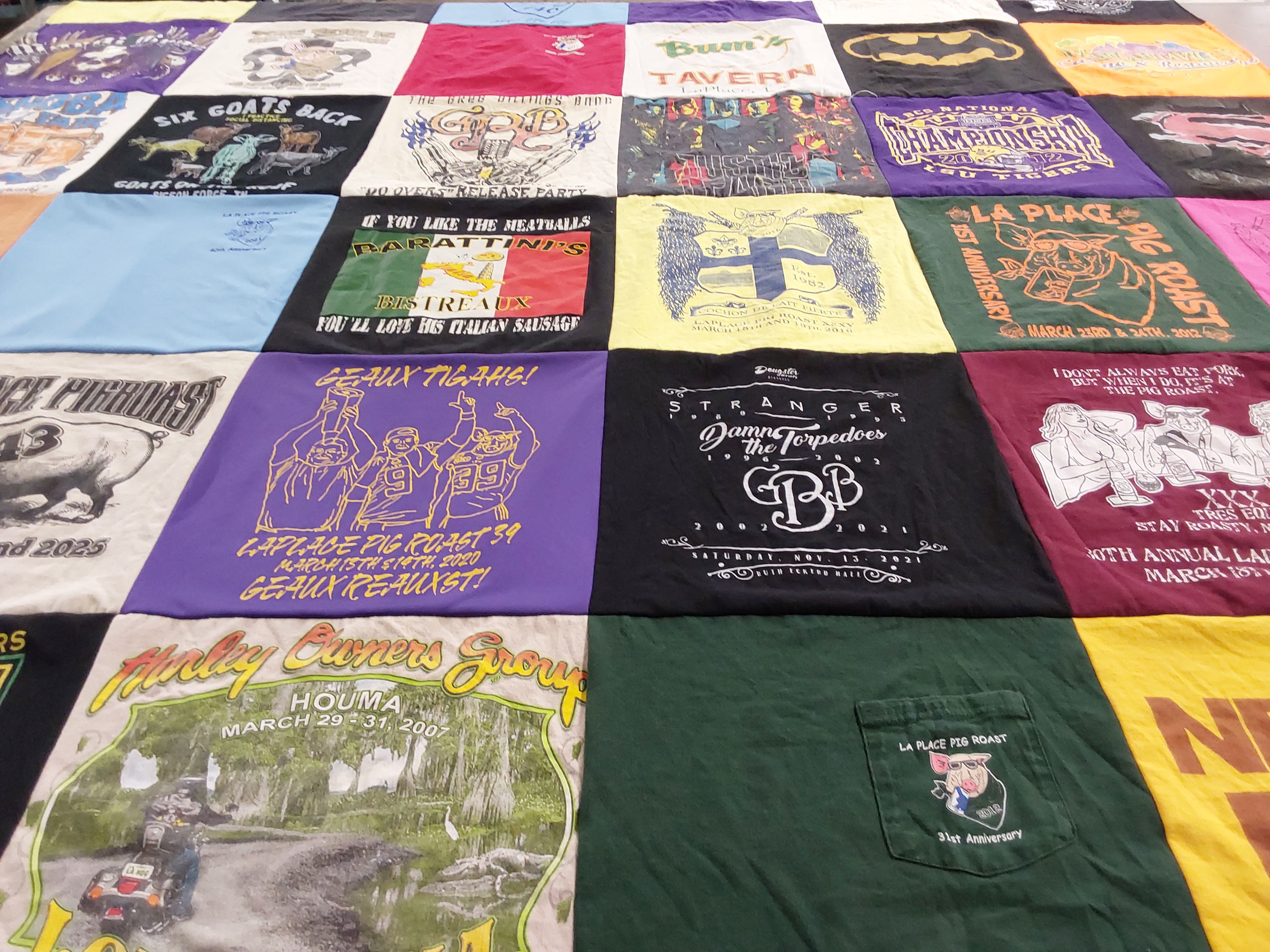 T-shirt quilt with cooking, events themes by Salvador from LA