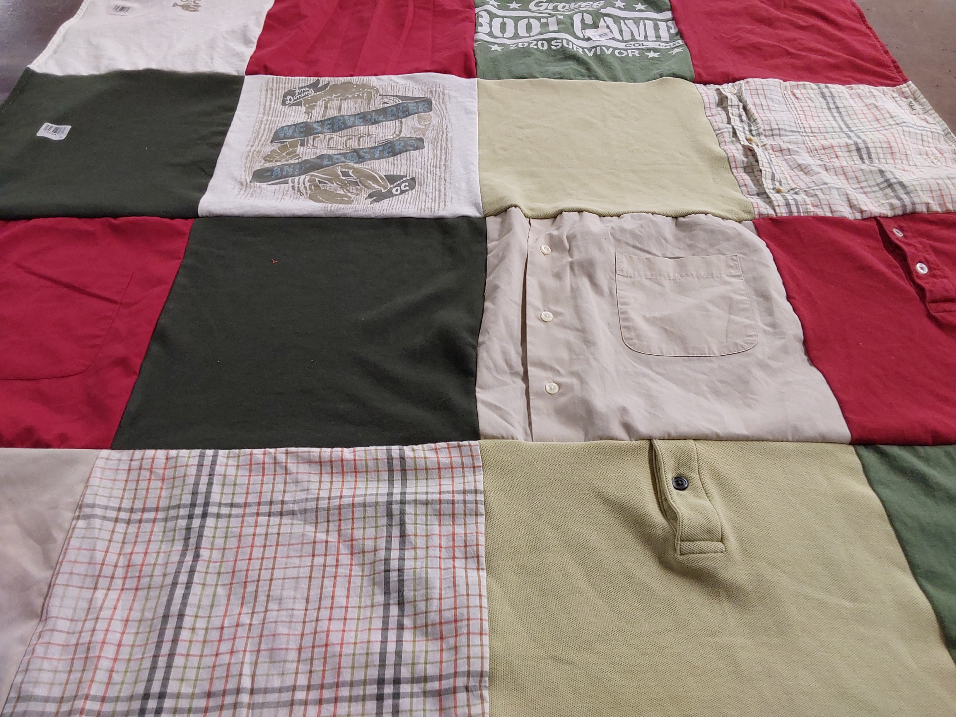 T-shirt quilt with fitness, survival themes by Laurel from SC