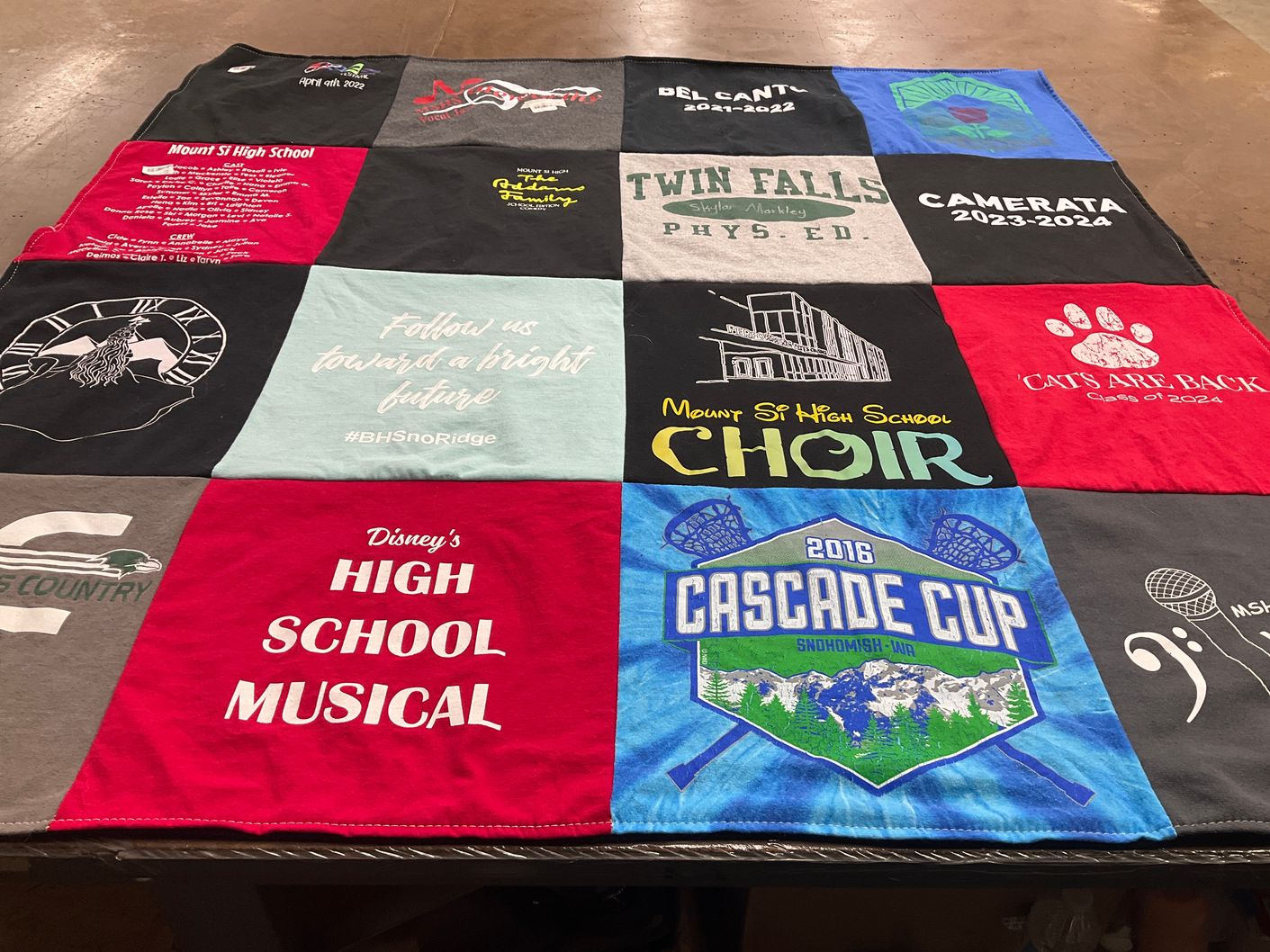 T-shirt quilt from mount st high school by Lina from WA