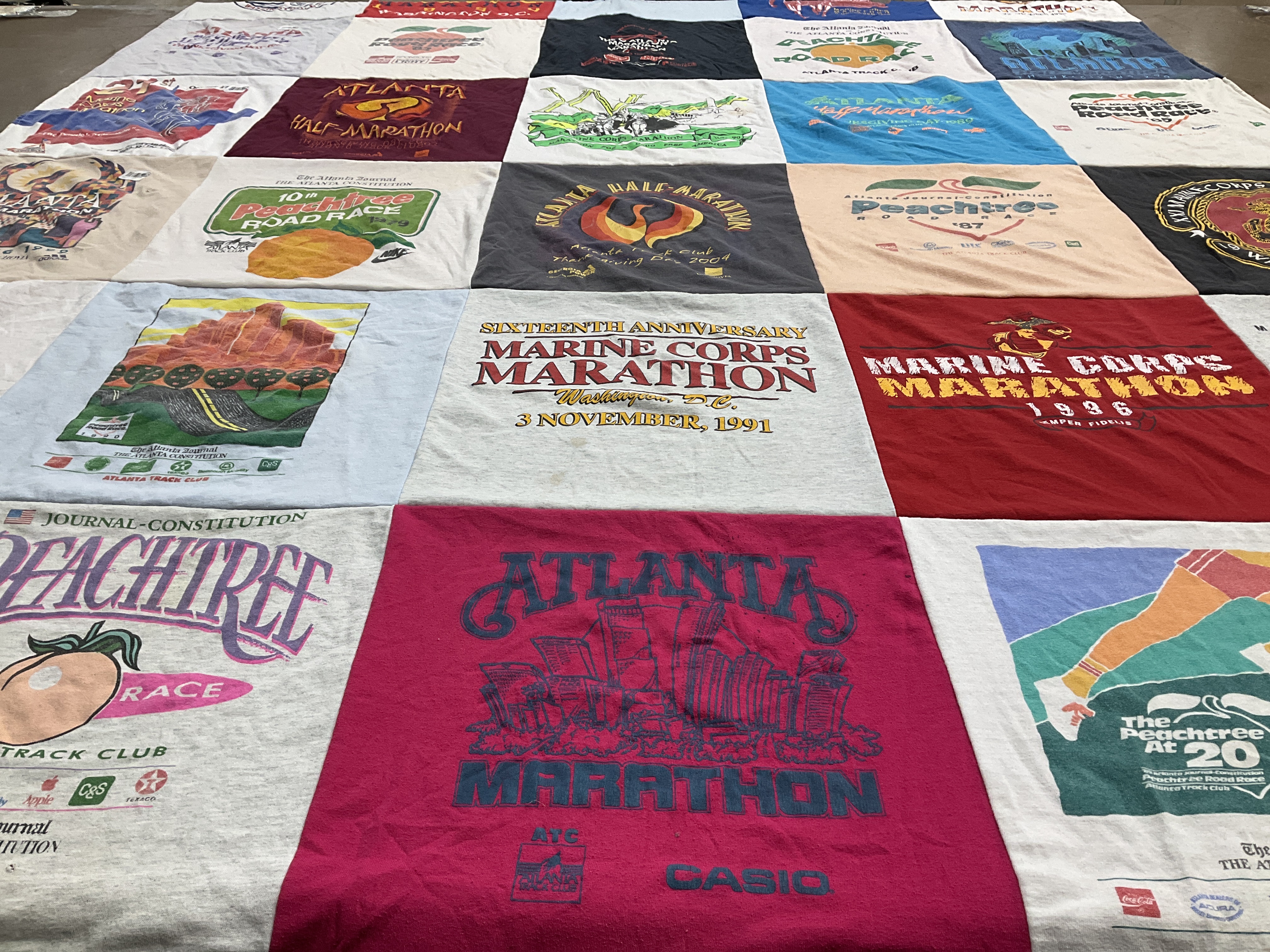 T-shirt quilt with running, marathons themes by Elizabeth from GA