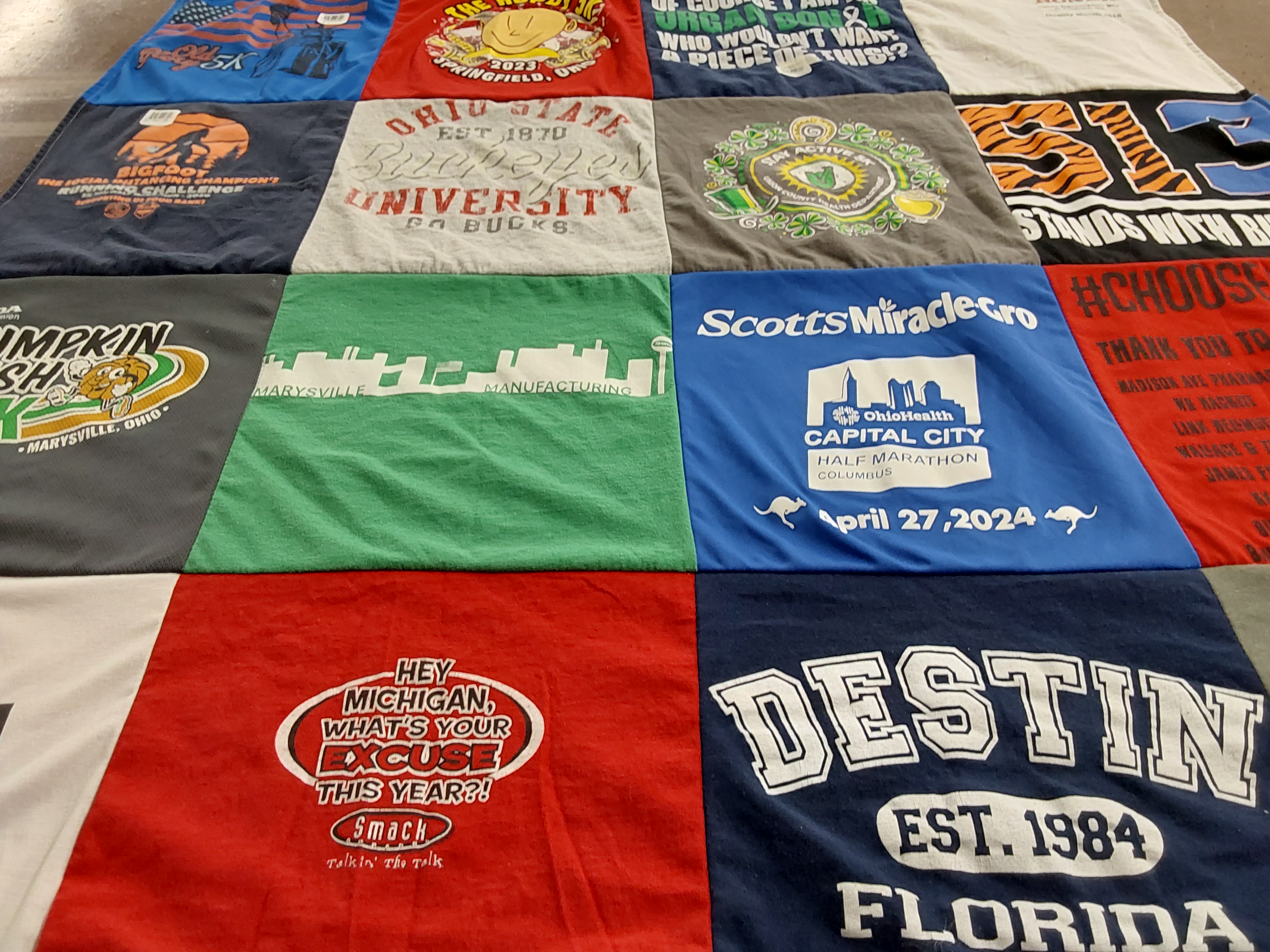 T-shirt quilt from original university by Rhonda from OH