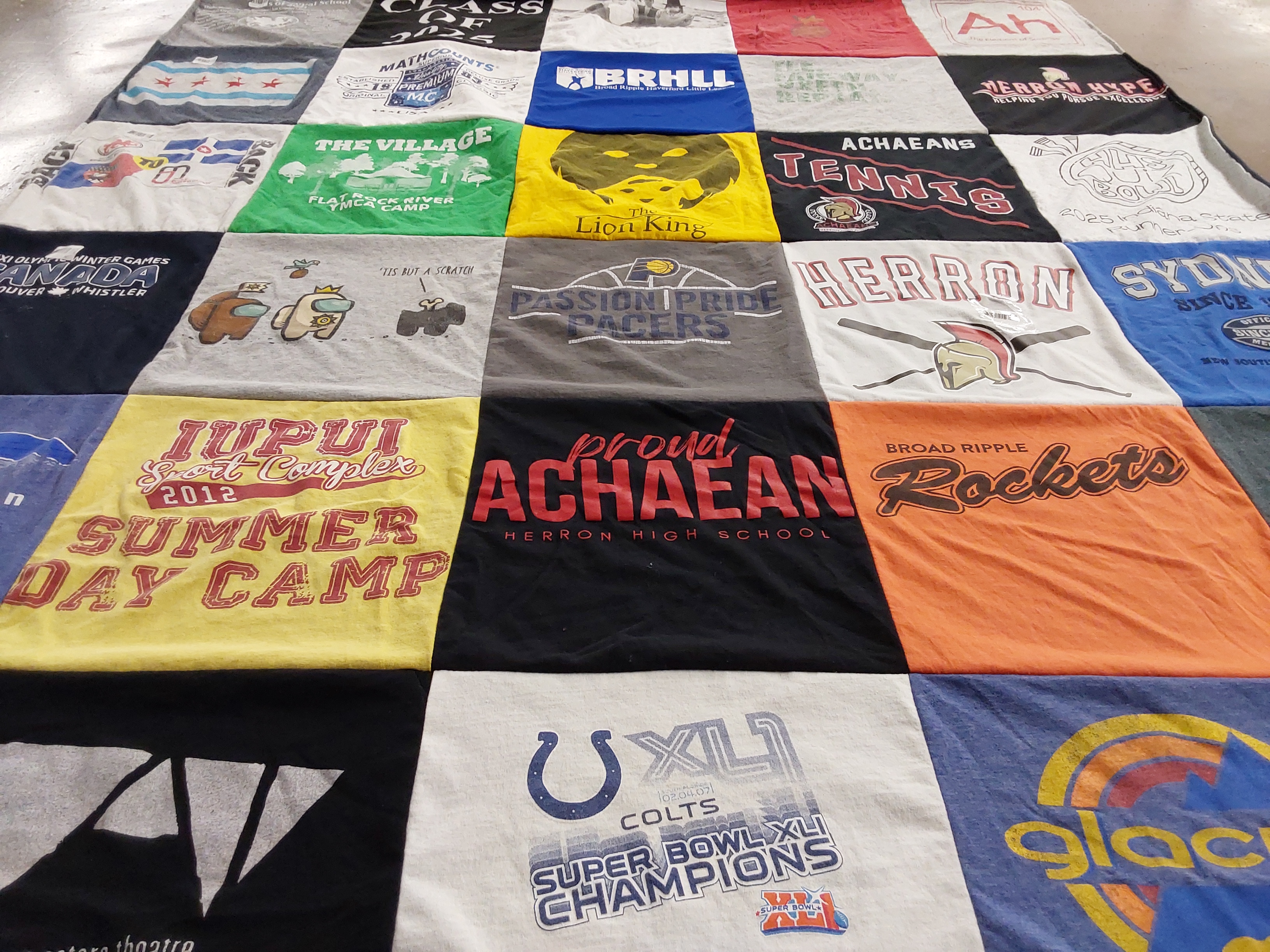 T-shirt quilt from herron high school, iupui by Sara from IN