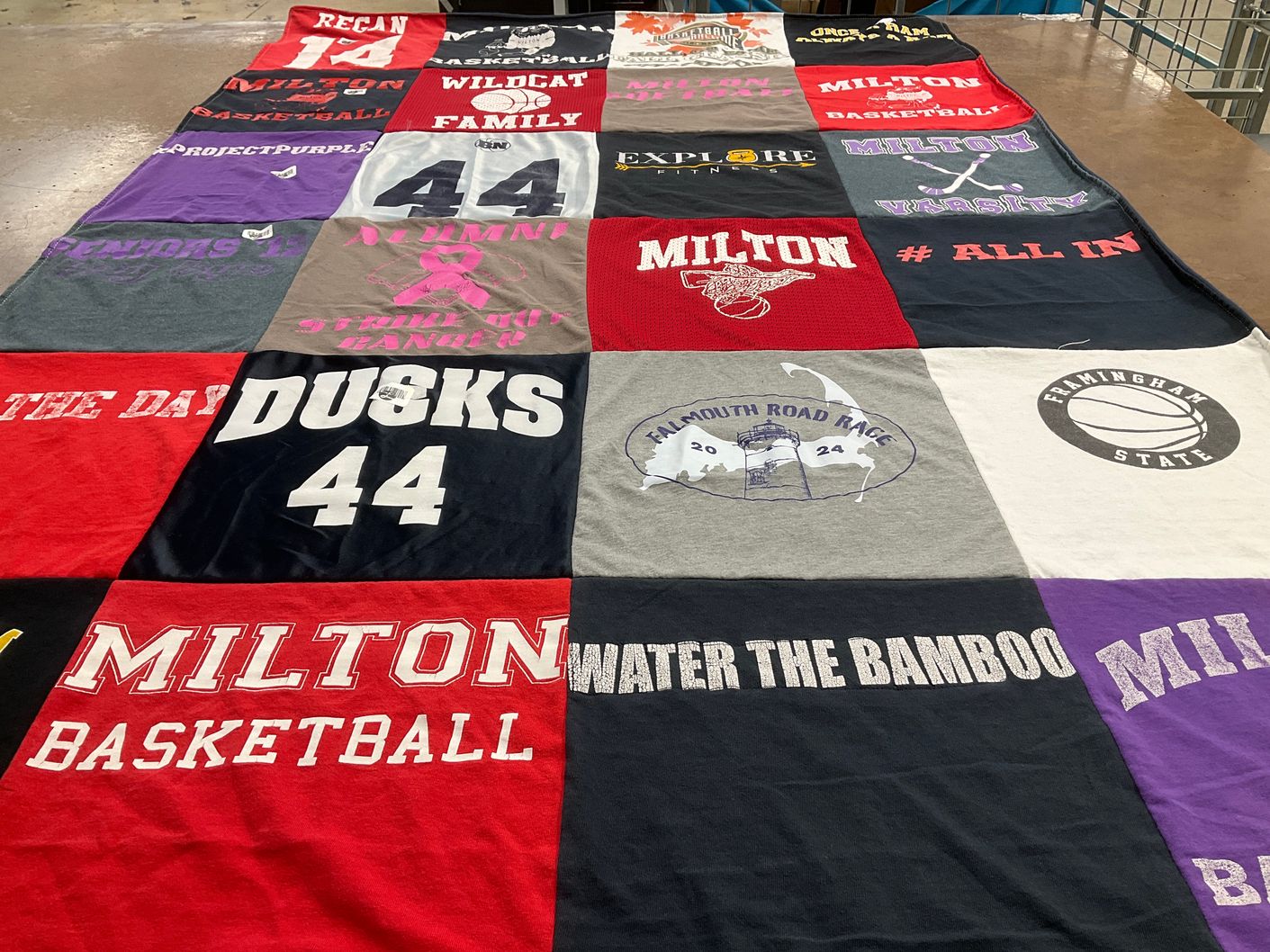 T-shirt quilt featuring milton high school basketball, milton varsity basketball by Pamela from MA