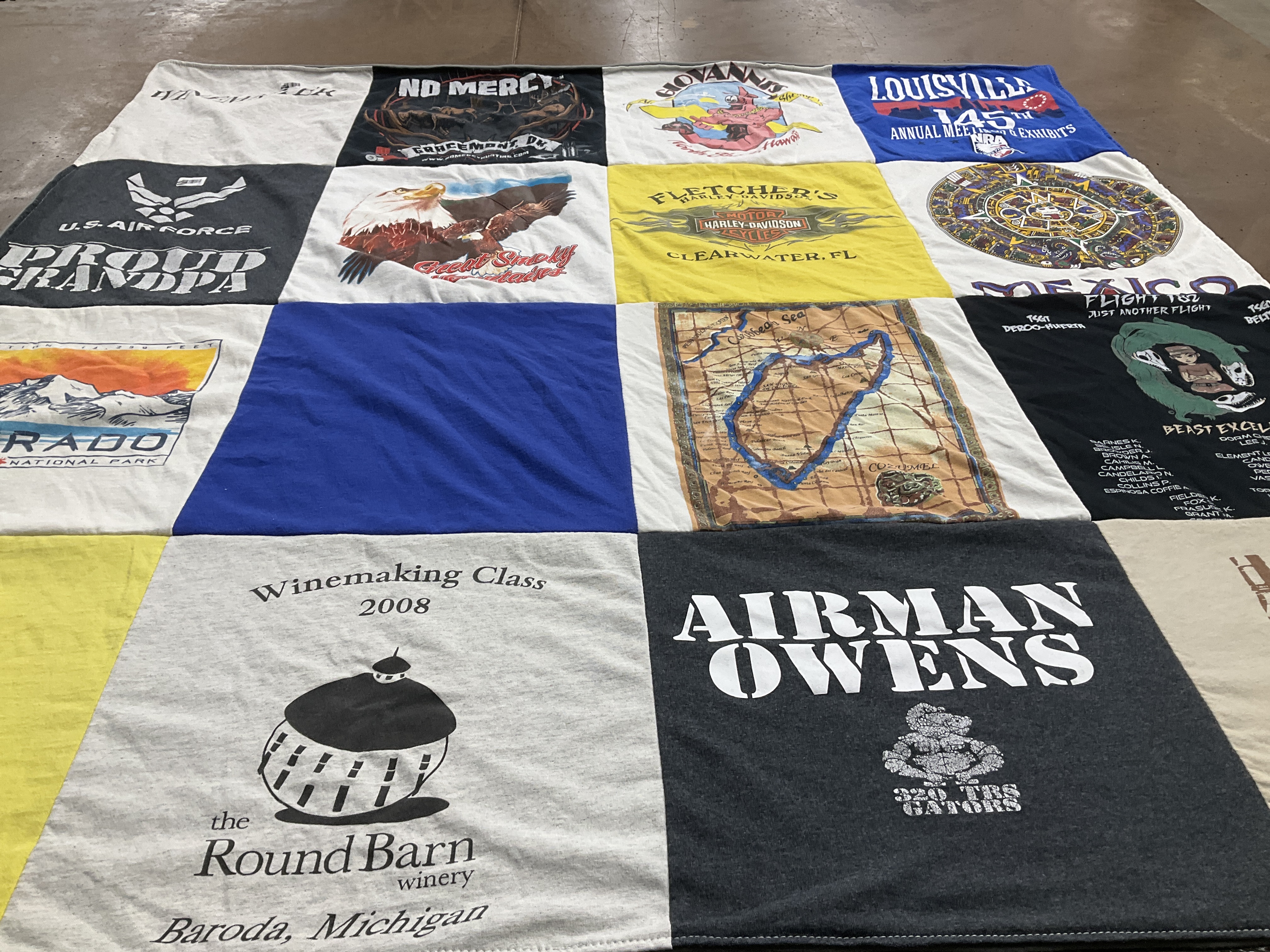 T-shirt quilt featuring 328th fighter squadron gators by Derick from WI