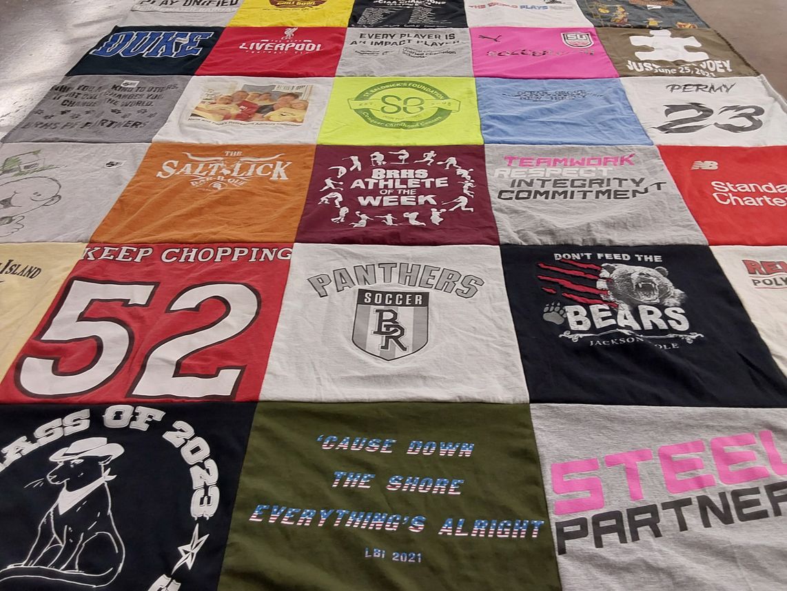 T-shirt quilt featuring jackson hole high school panthers soccer by Cheryl from NJ