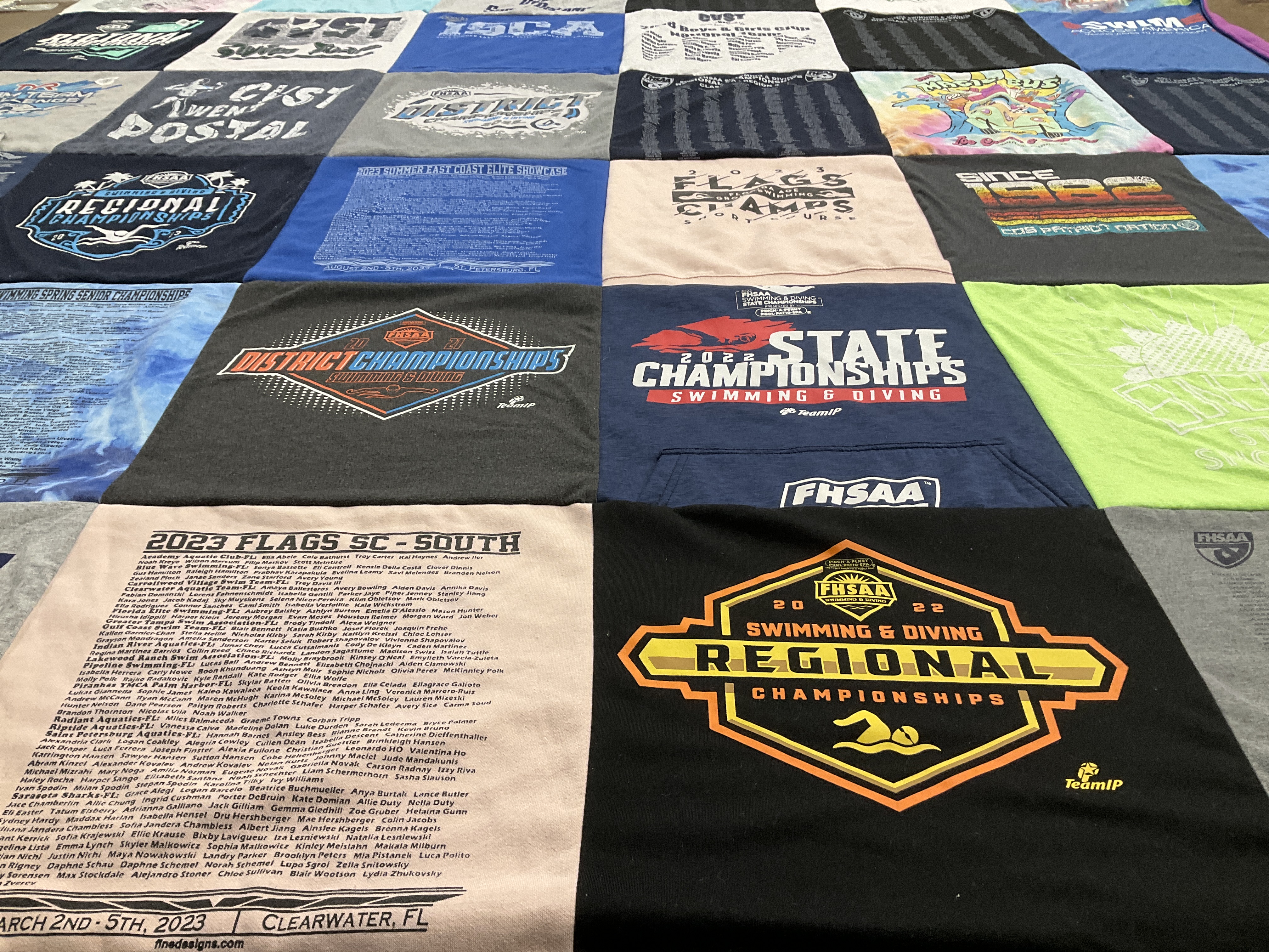 T-shirt quilt with swimming, diving themes by Anthony from FL