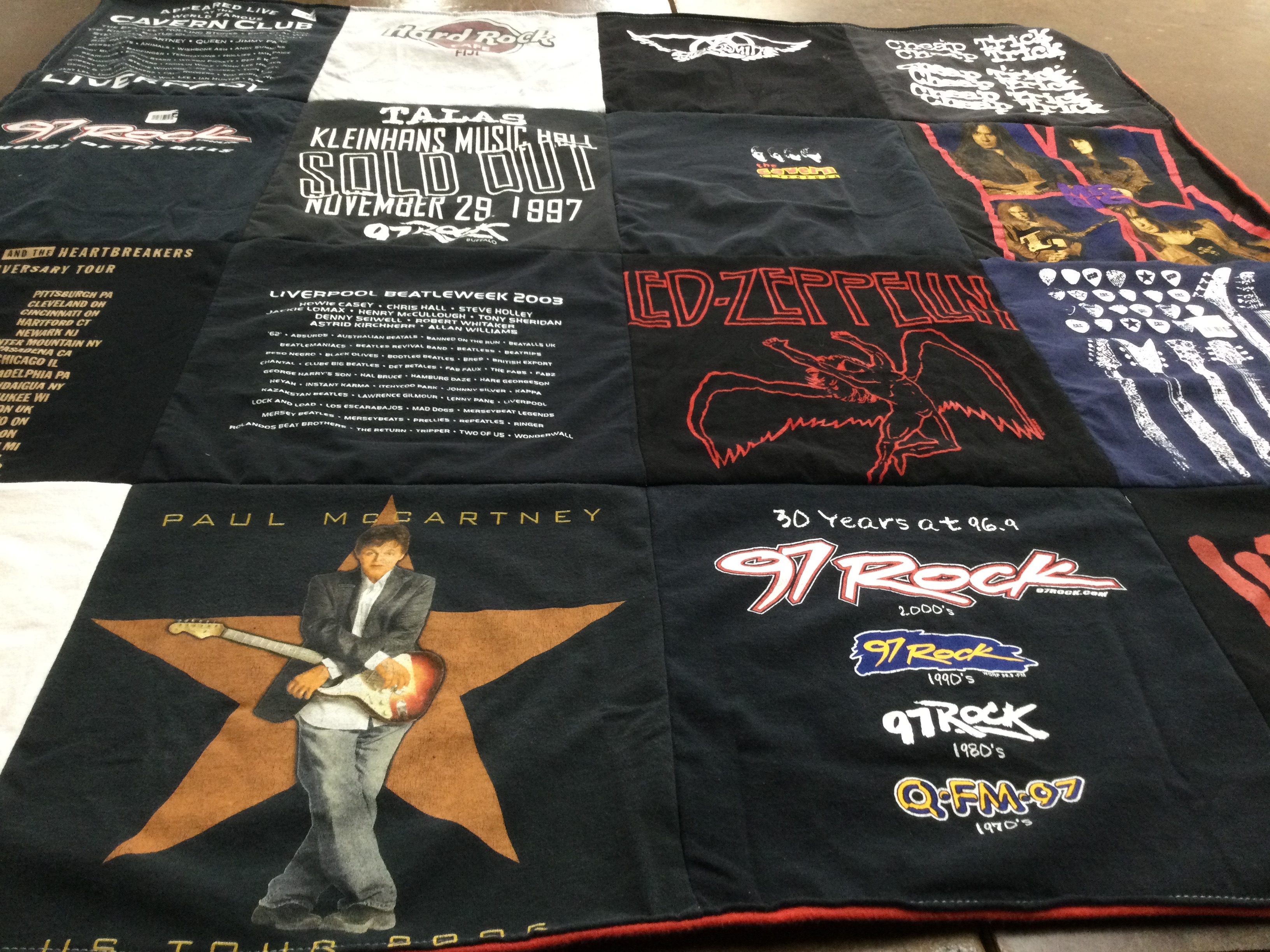 T-shirt quilt with music, concerts themes by Andrew from NJ