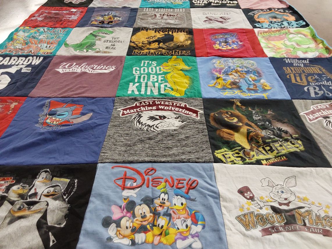 T-shirt quilt featuring marching band, wolverines by Andrea from MS