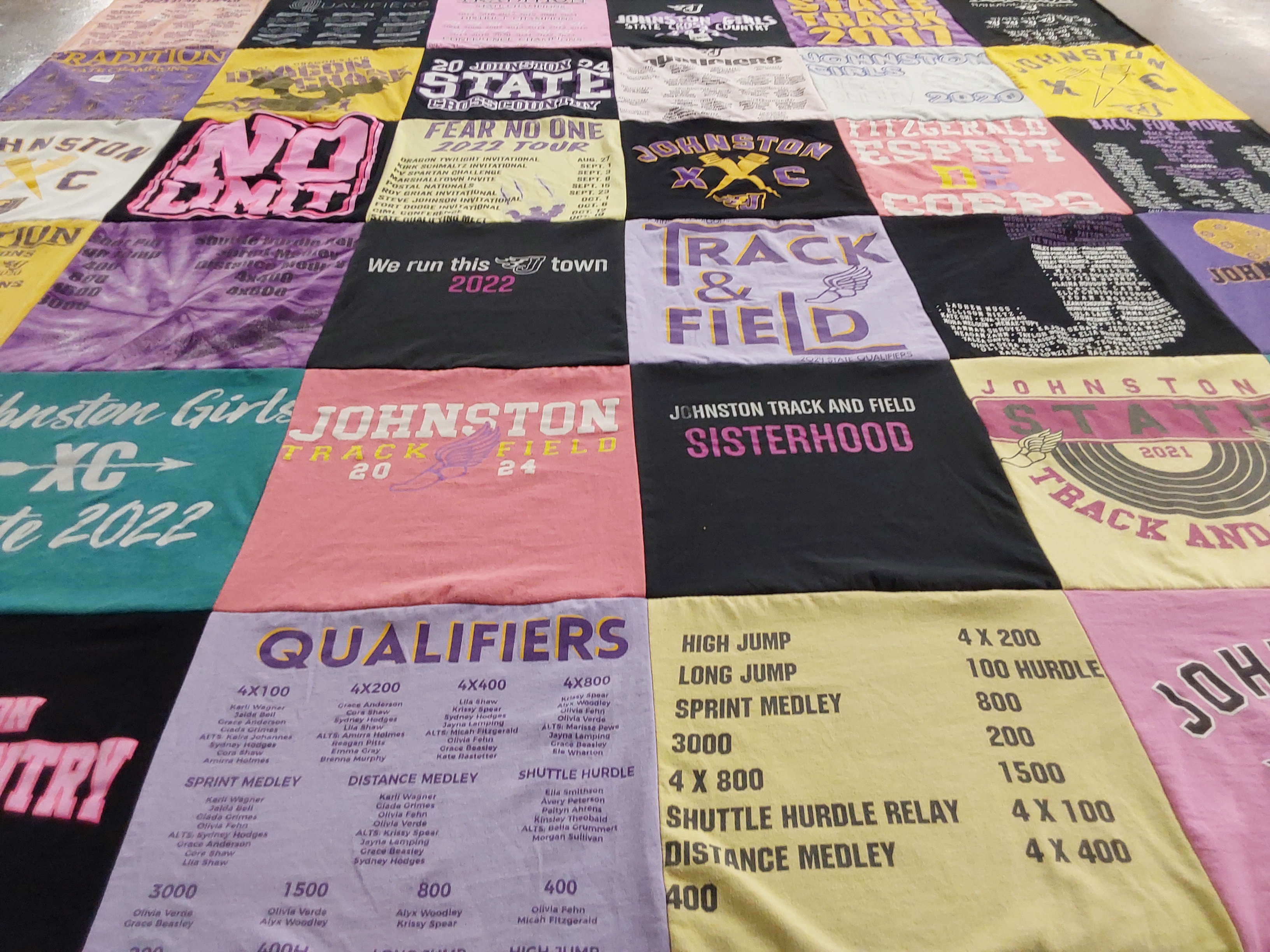 T-shirt quilt featuring johnston track and field, johnston xc by Carlie from IA