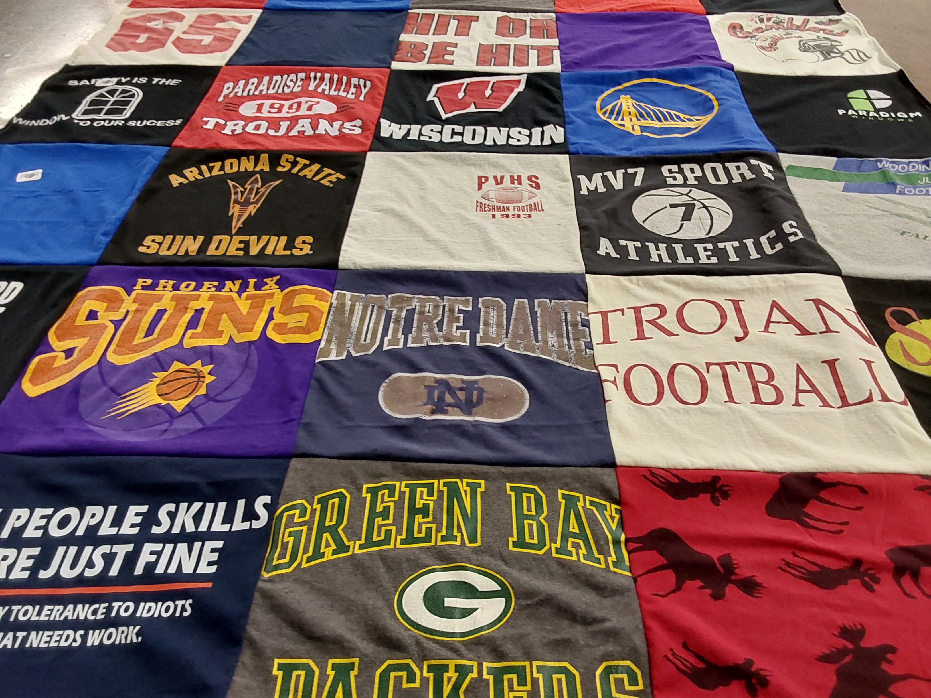 T-shirt quilt featuring phoenix suns, green bay packers by Katherine from AZ