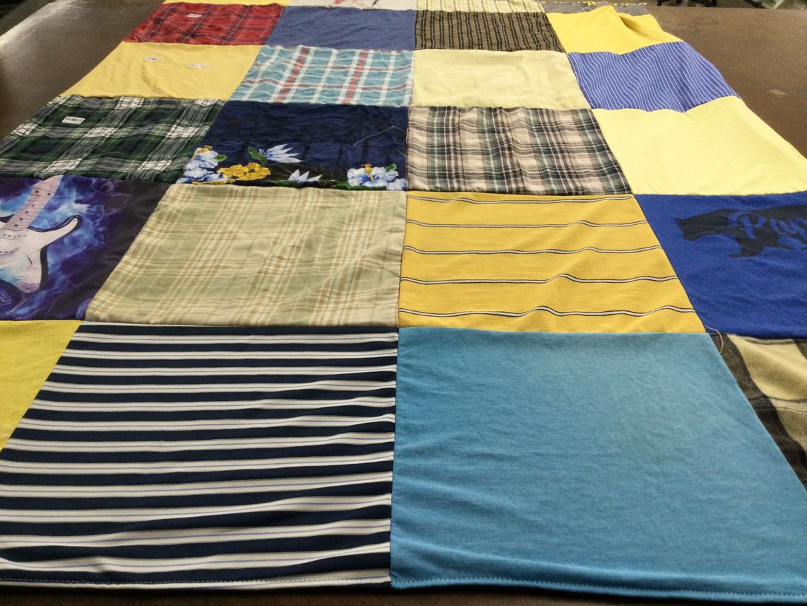 T-shirt quilt with music, nature themes by Haley from NC