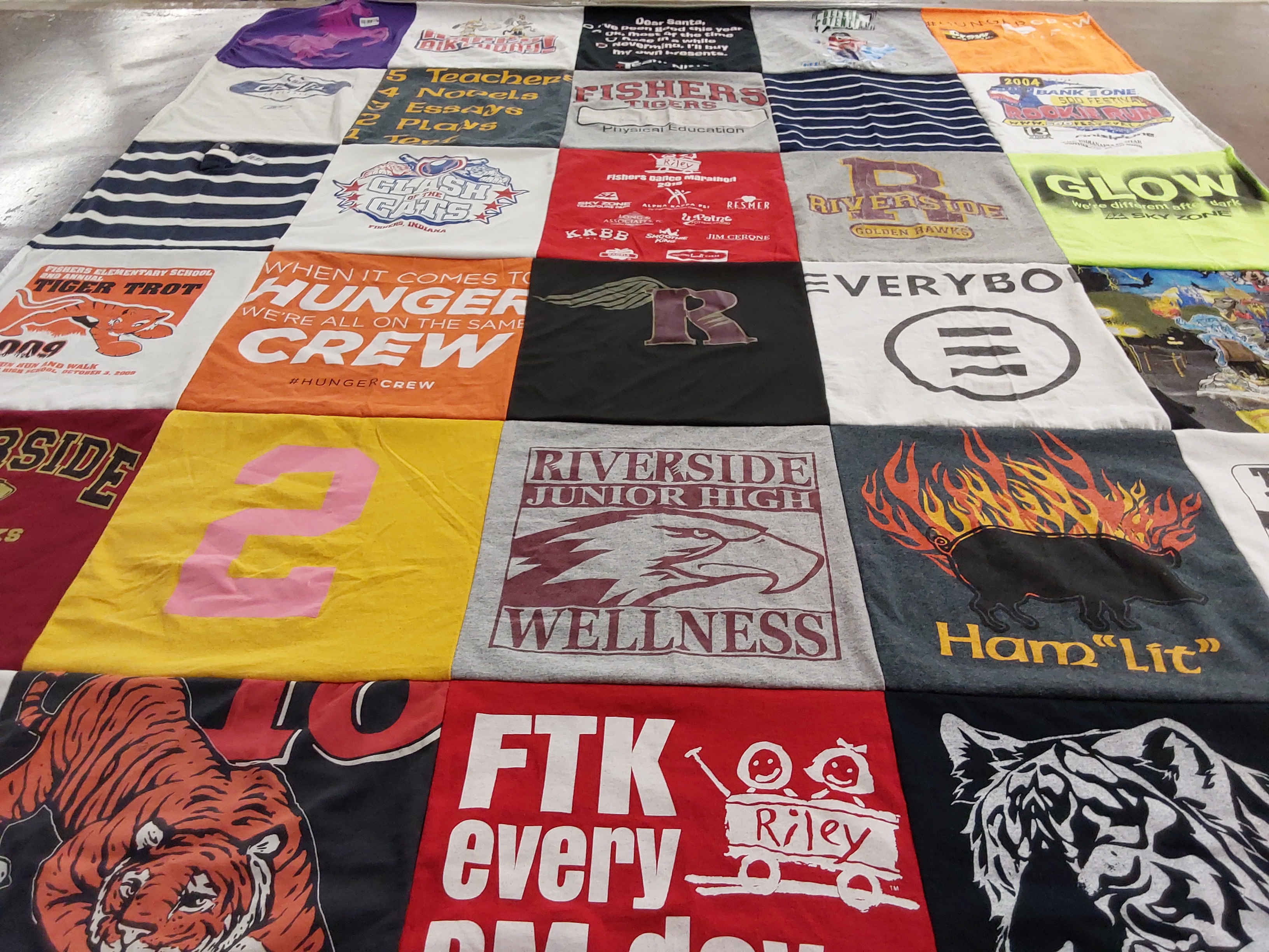 T-shirt quilt from riverside junior high school by Kimberly from IN