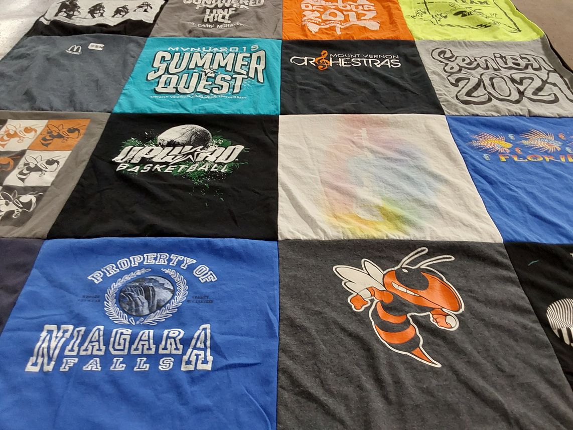 T-shirt quilt with basketball, music themes by Aimee from OH