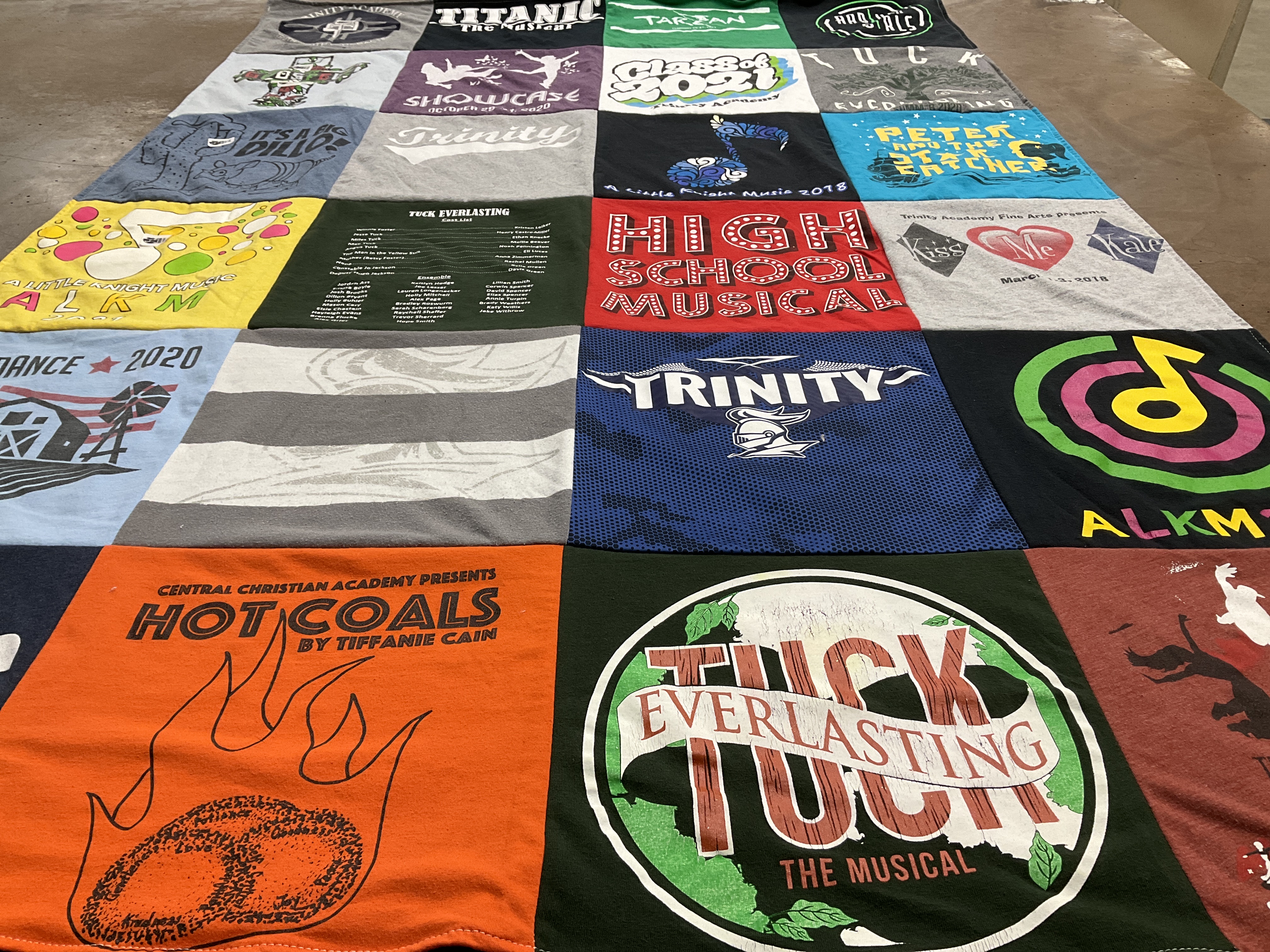 T-shirt quilt from trinity academy by Erica from KS