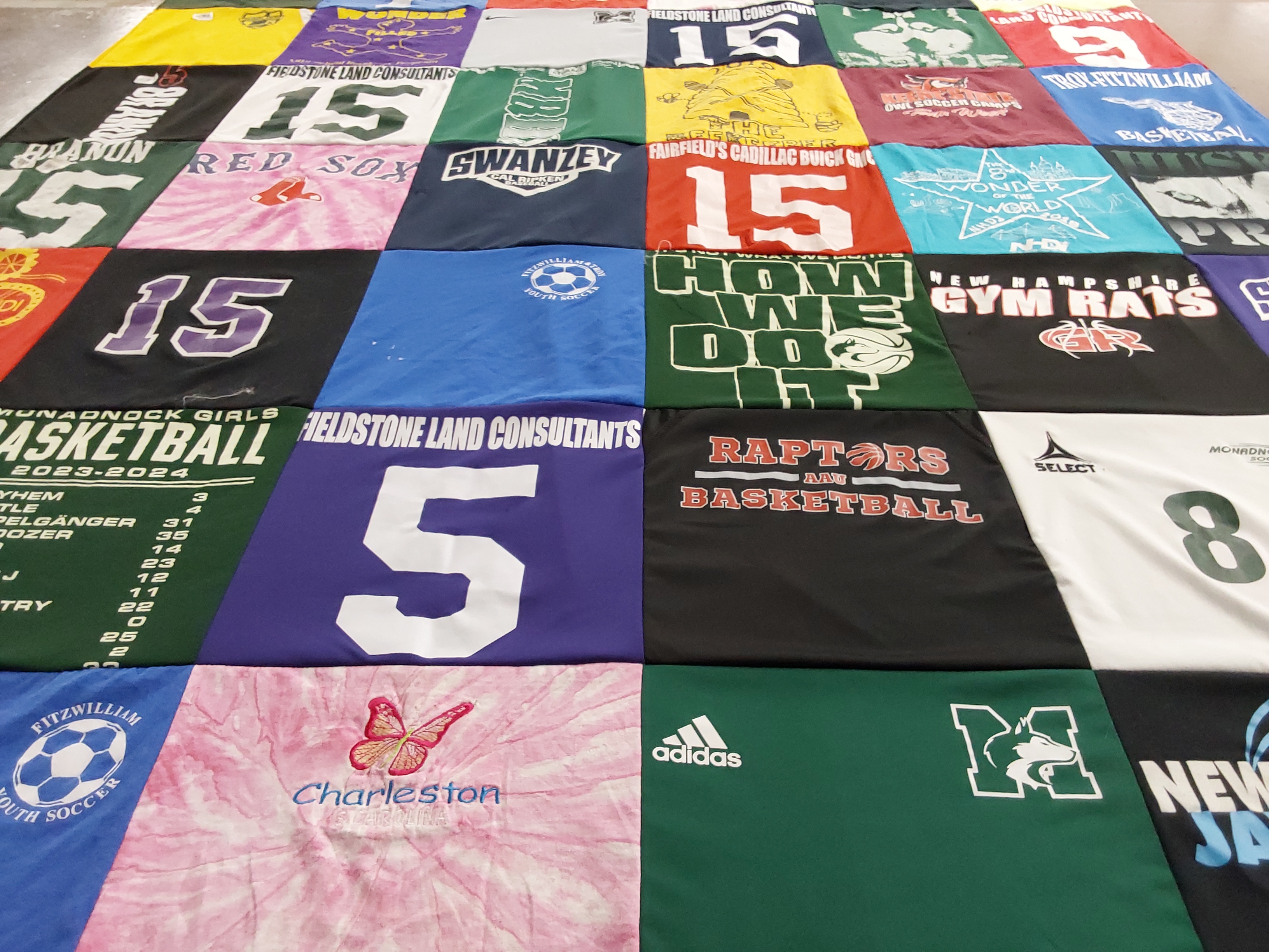 T-shirt quilt featuring raptors basketball, new hampshire gym rats by Staci from NH