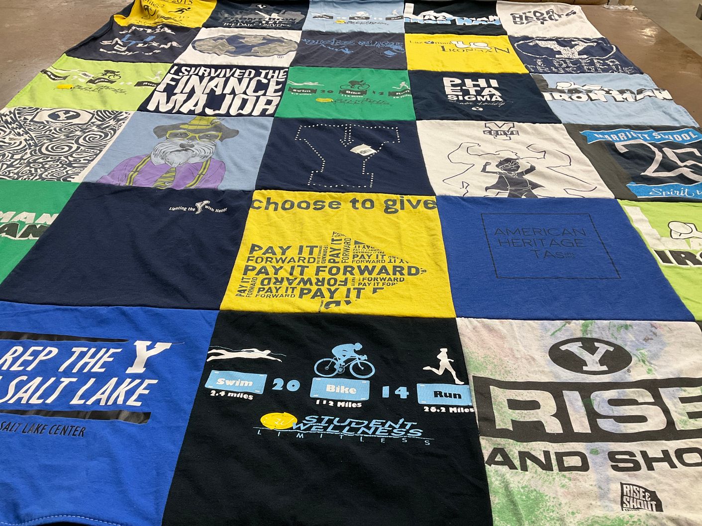 T-shirt quilt from brigham young university by Emily from ID
