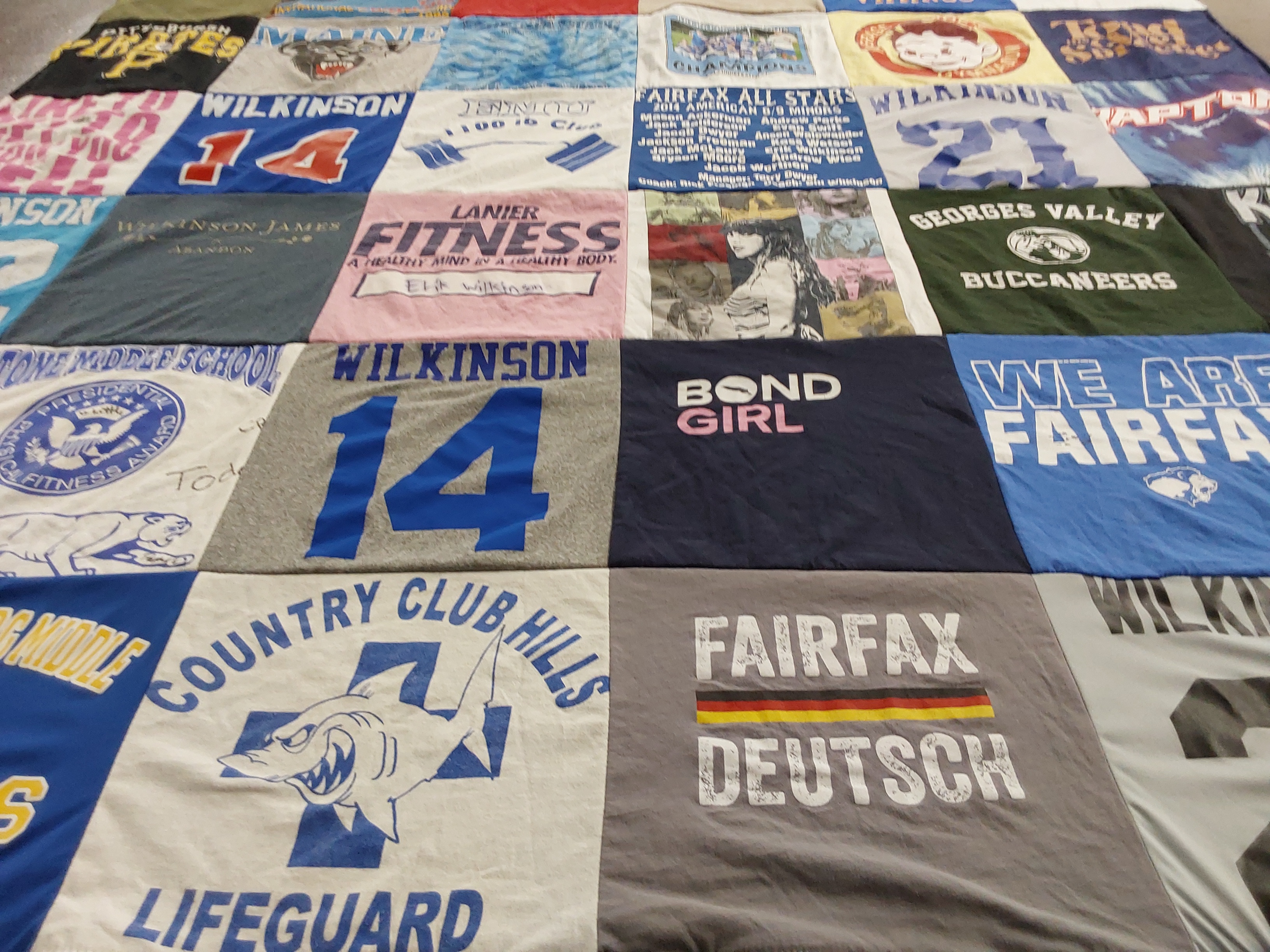 T-shirt quilt featuring fairfax all stars, georges valley buccaneers by Susan from VA