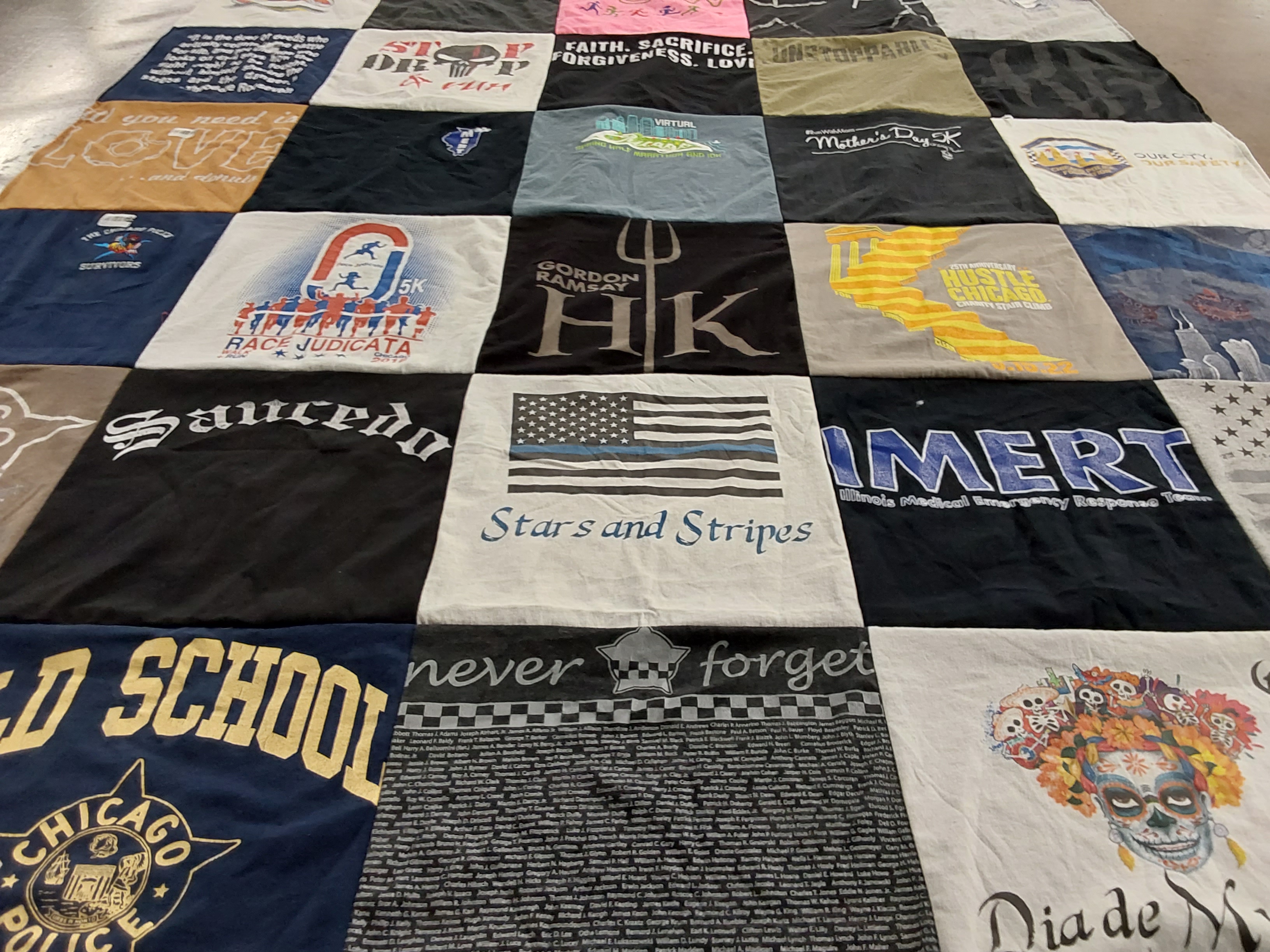 T-shirt quilt with running, community service themes by V from IL