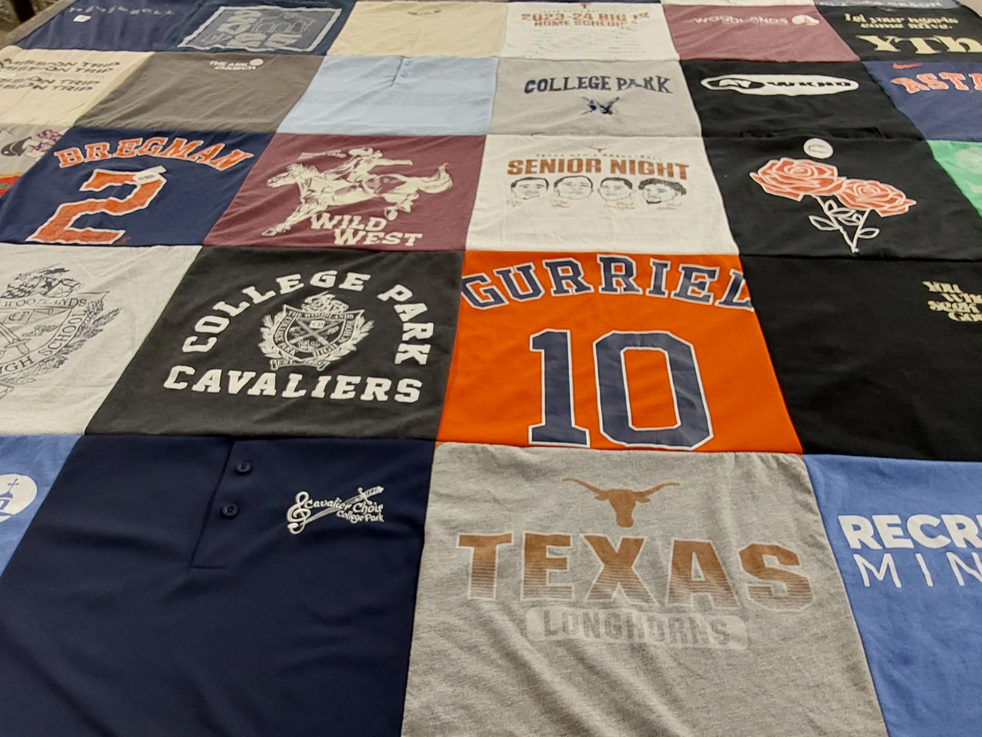 T-shirt quilt featuring texas longhorns, college park cavaliers by Shellye  from TX