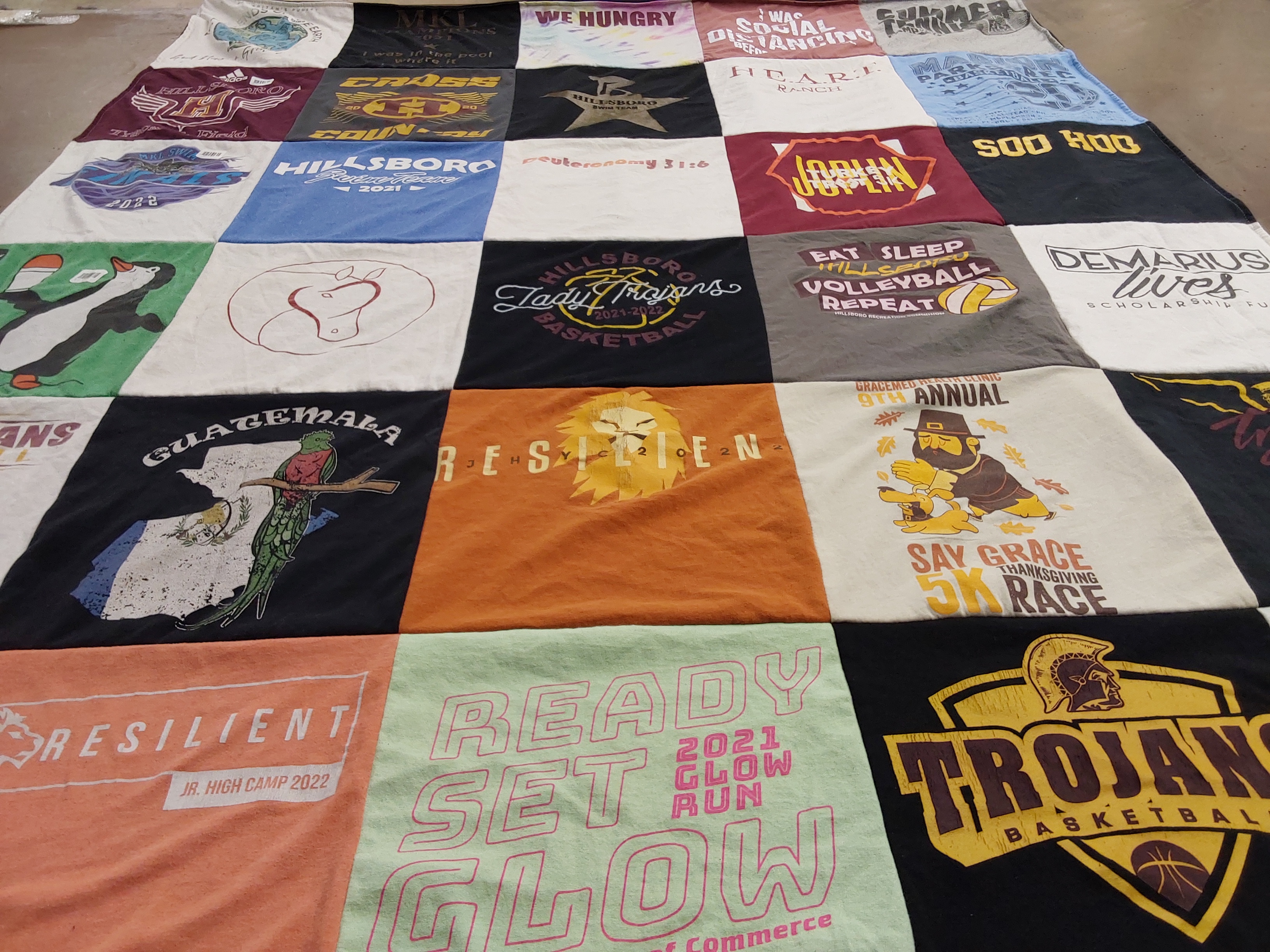 T-shirt quilt featuring trojans basketball by Lori from KS