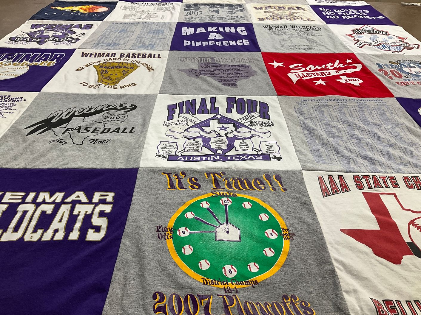 T-shirt quilt featuring weimar wildcats by Beverly from TX