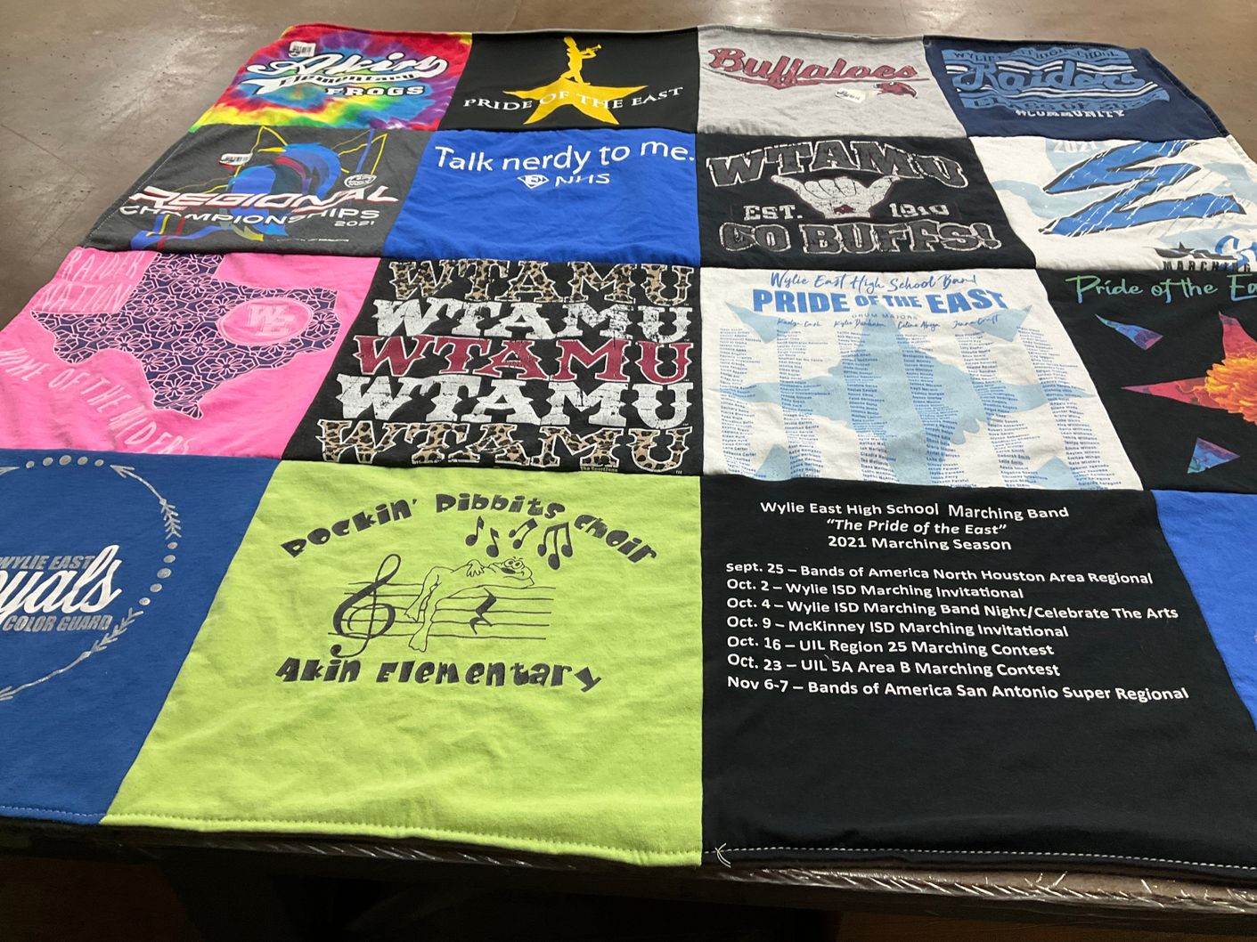 T-shirt quilt featuring wylie east high school marching band by Whitney from TX