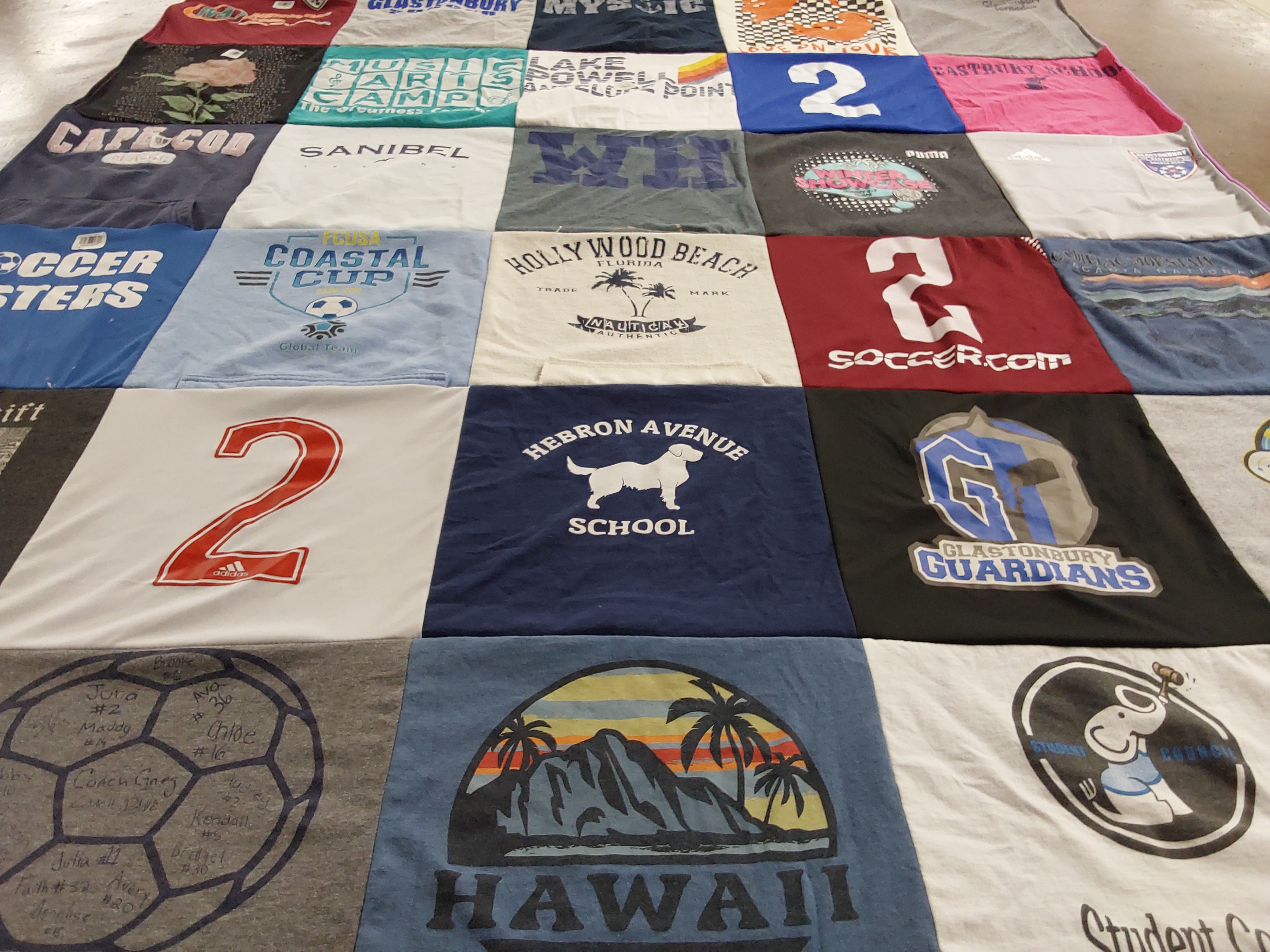 T-shirt quilt featuring glastonbury guardians by Lori from CT