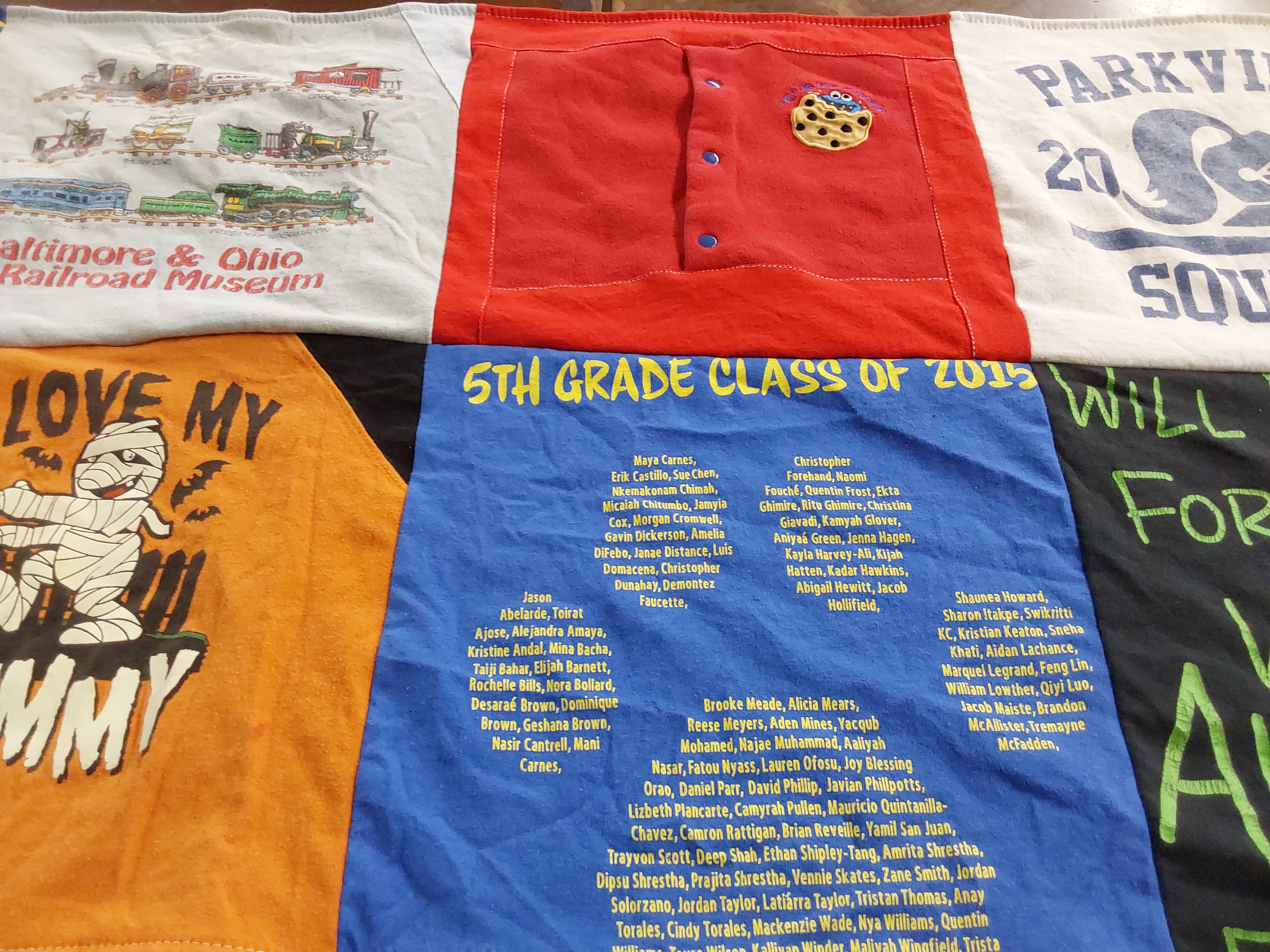 T-shirt quilt from parkville middle school by Shannon from MD