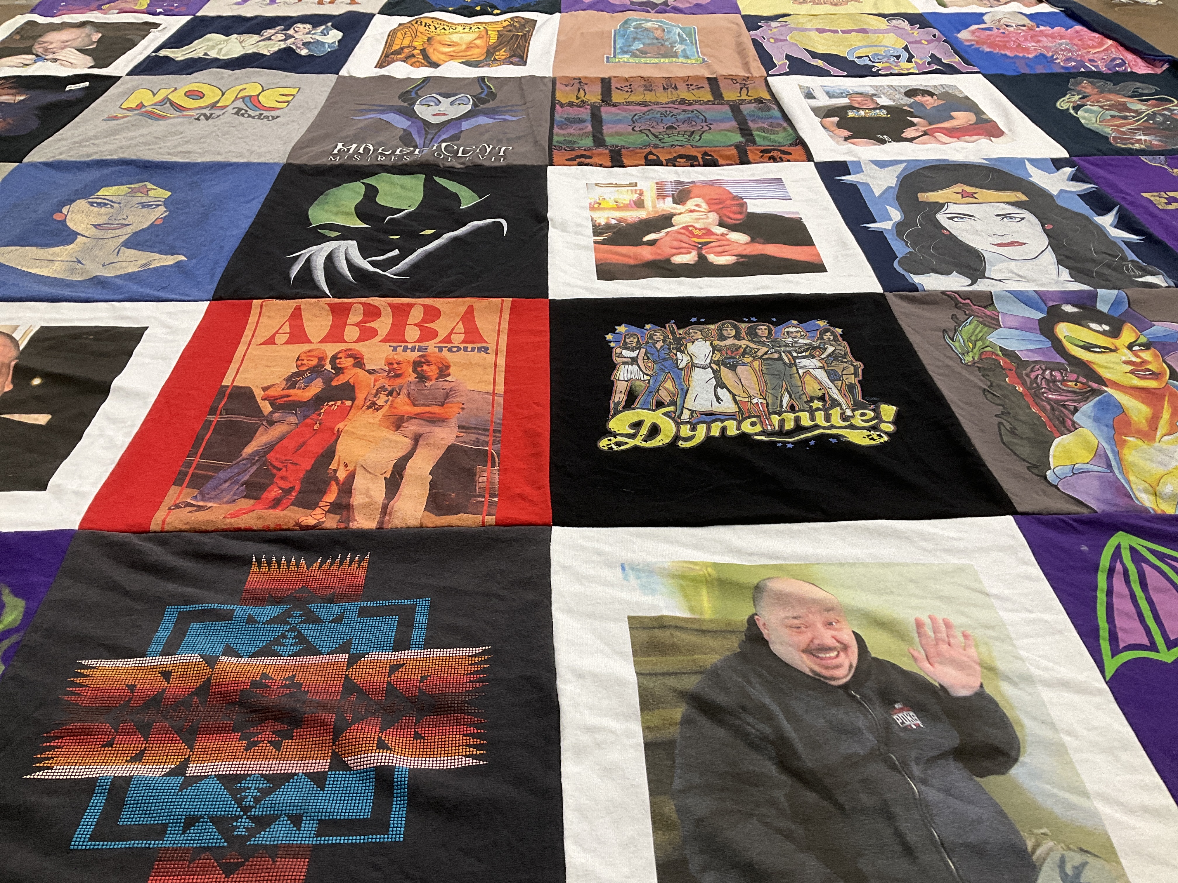 T-shirt quilt with music, movies themes by Jonathan from NY