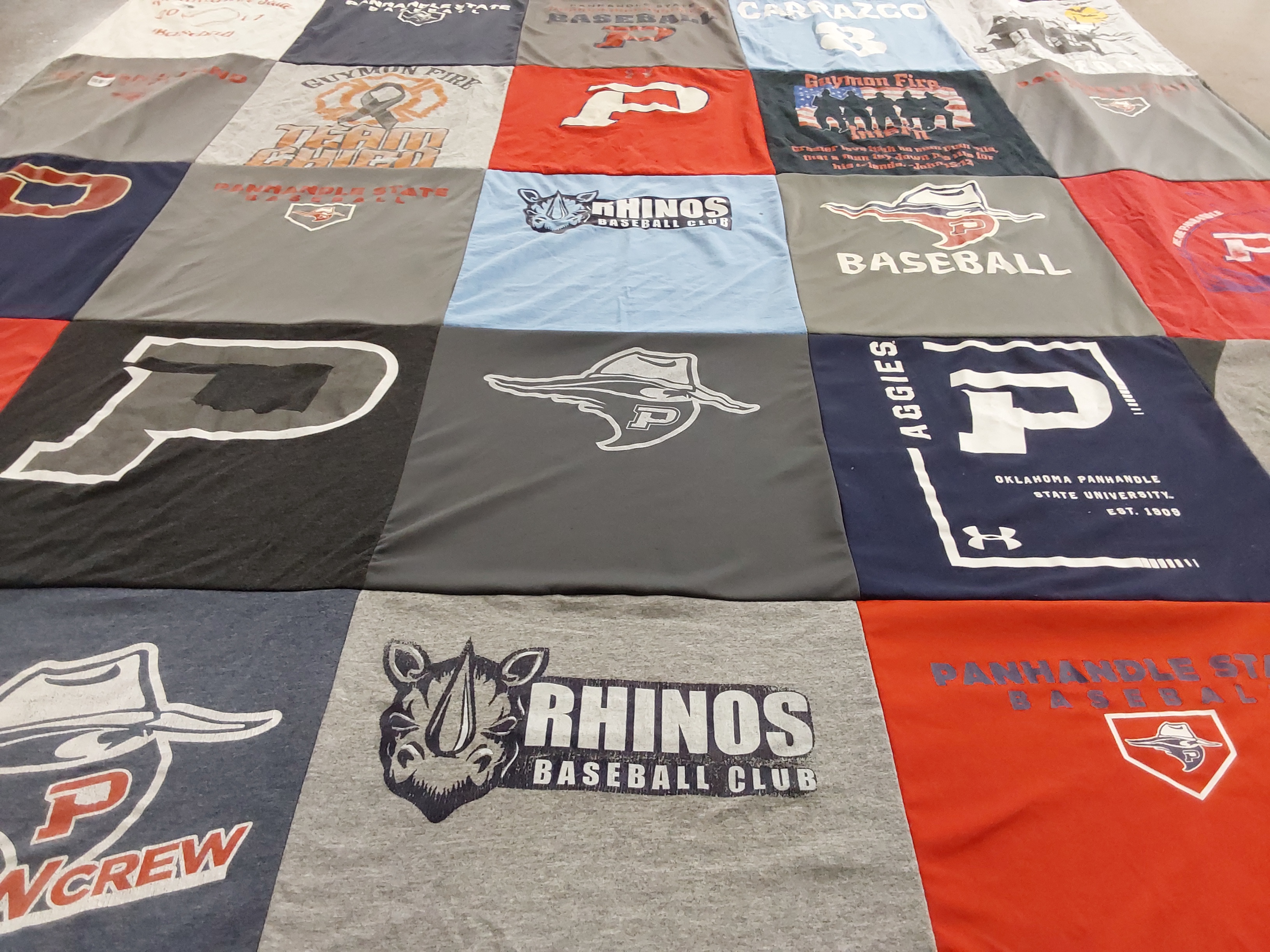 T-shirt quilt featuring panhandle state baseball by Casandra from NM
