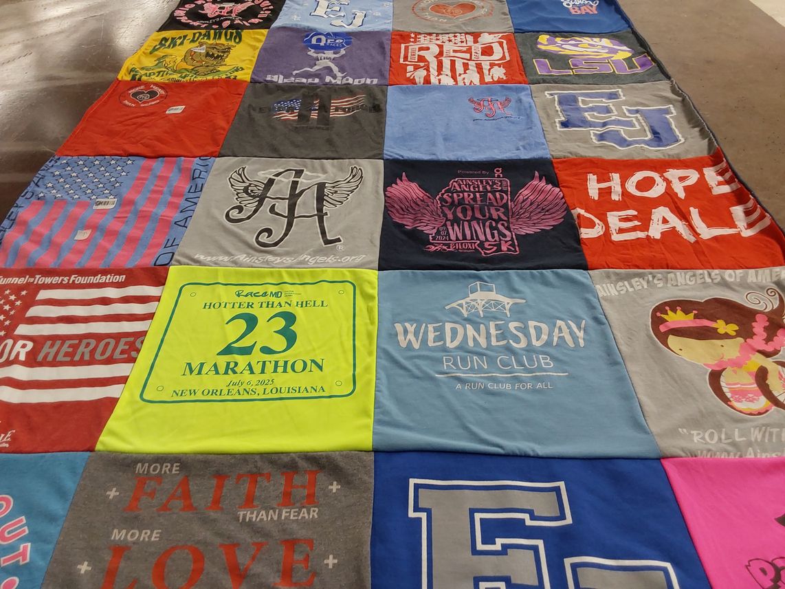 T-shirt quilt from louisianna state university by vicki from LA