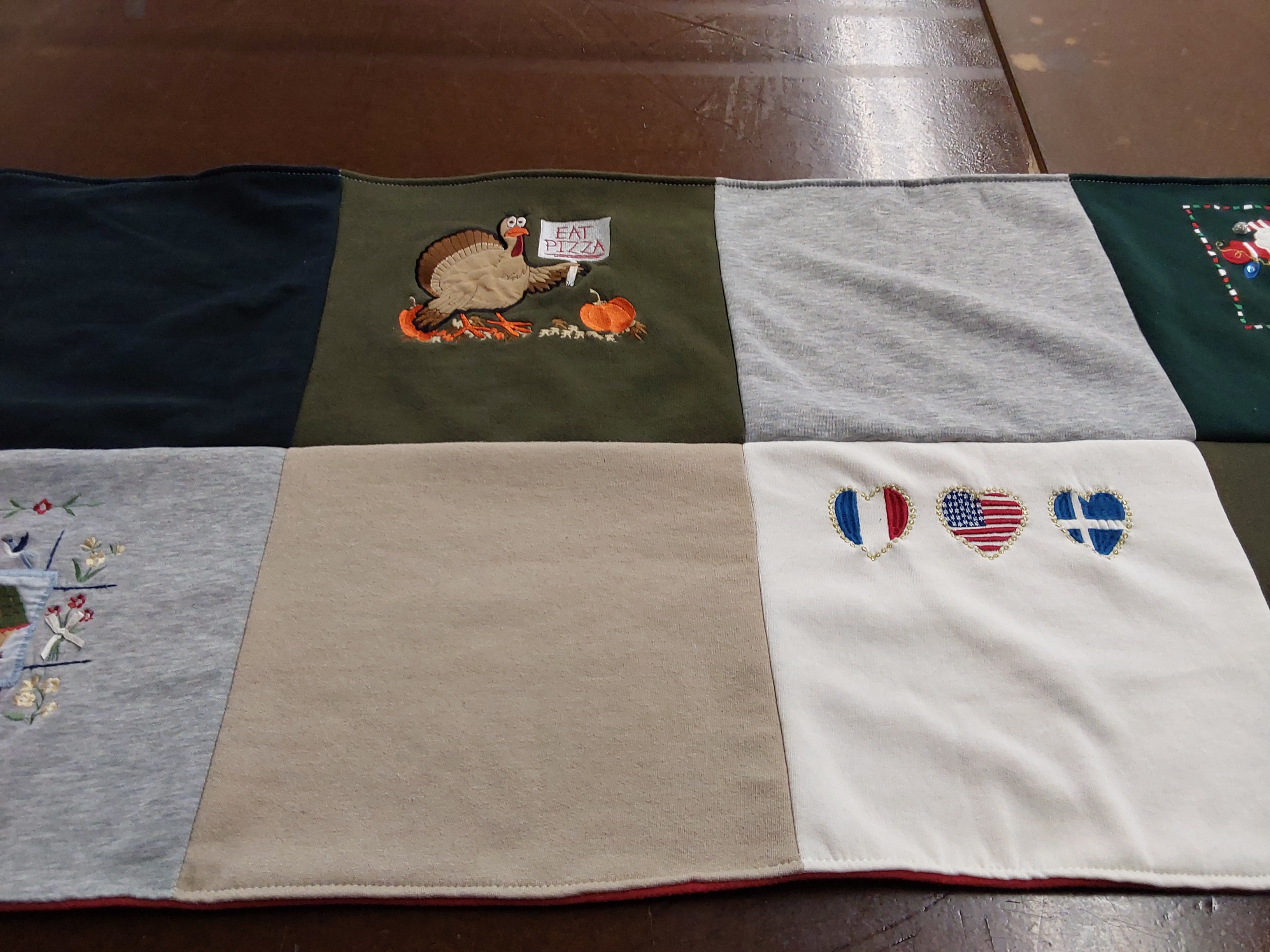 T-shirt quilt with food, cooking themes by Stacey from OK