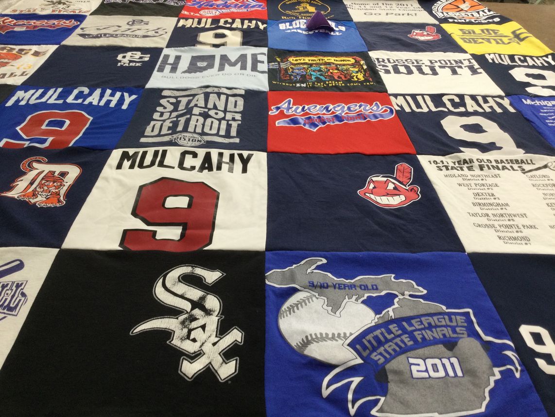T-shirt quilt featuring detroit tigers, chicago white sox by Nancy from MI