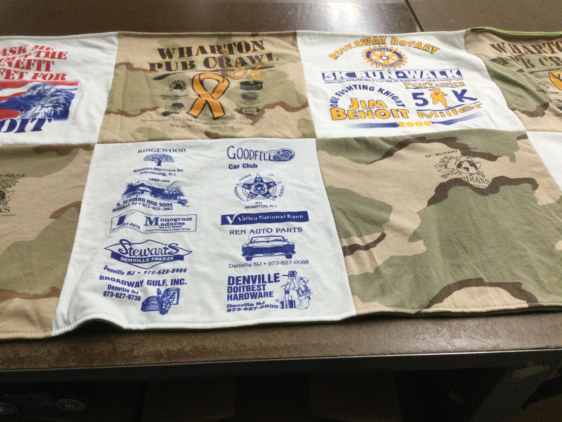 T-shirt quilt with community events, local businesses themes by Margaret from NJ