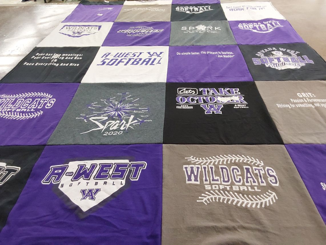 T-shirt quilt featuring arvada west high school softball by Bree from CO