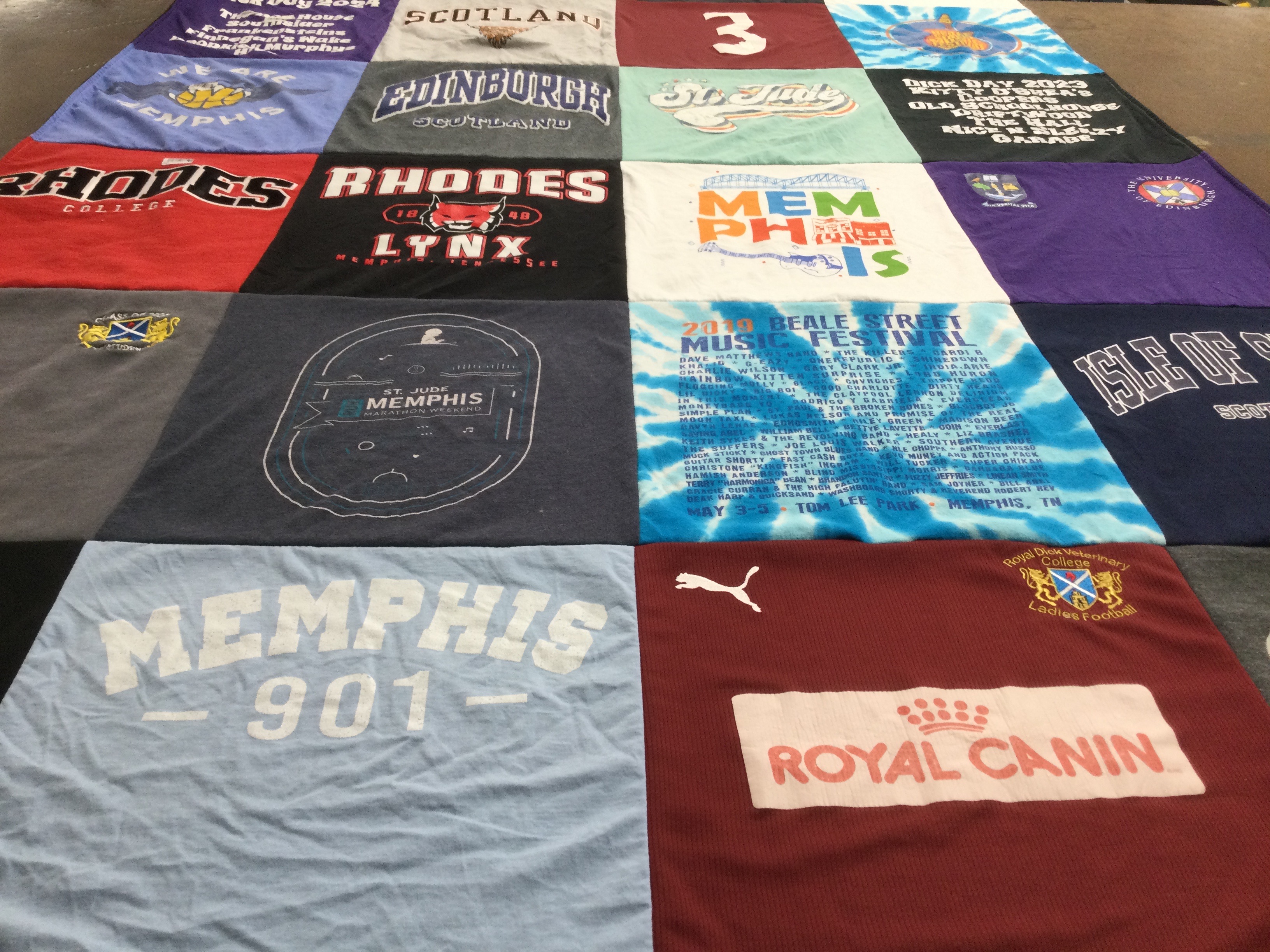 T-shirt quilt from rhodes college by Gretchen from WI