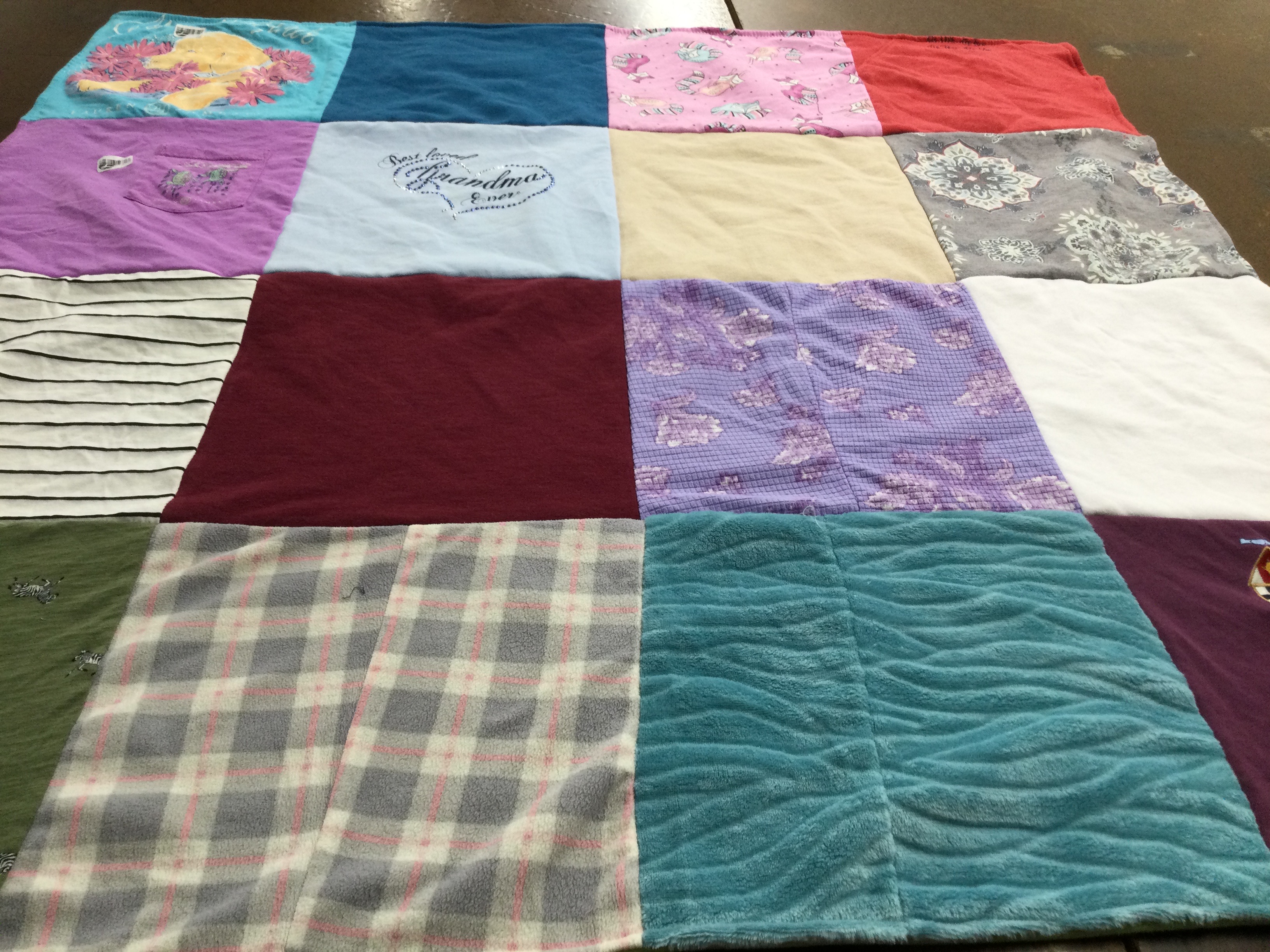 T-shirt quilt with sewing, quilting themes by Katrina from AR