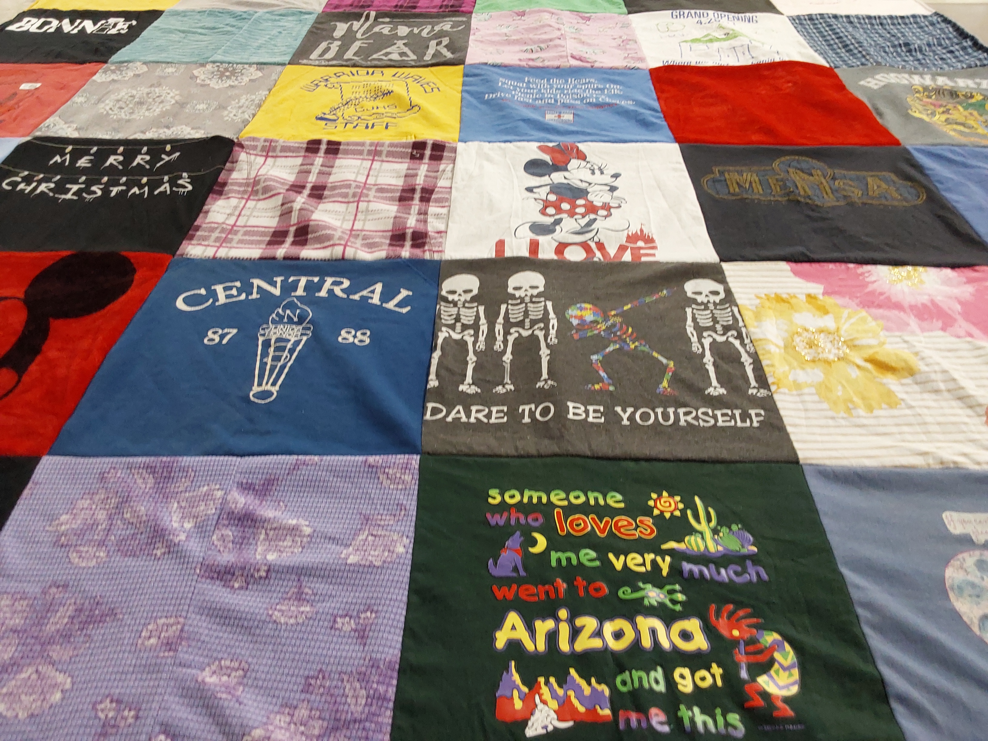 T-shirt quilt with seasons, travel themes by Katrina from AR