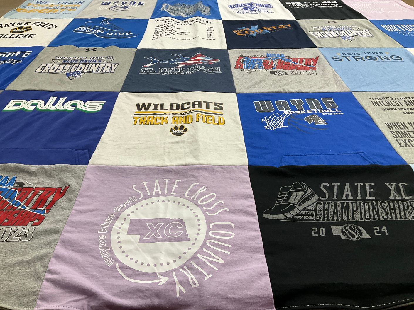 T-shirt quilt featuring wildcats track and field, wayne basketball by Melissa from NE