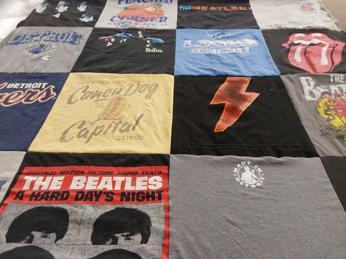 T-shirt quilt featuring detroit lions football, detroit tigers baseball by Jessica from IL